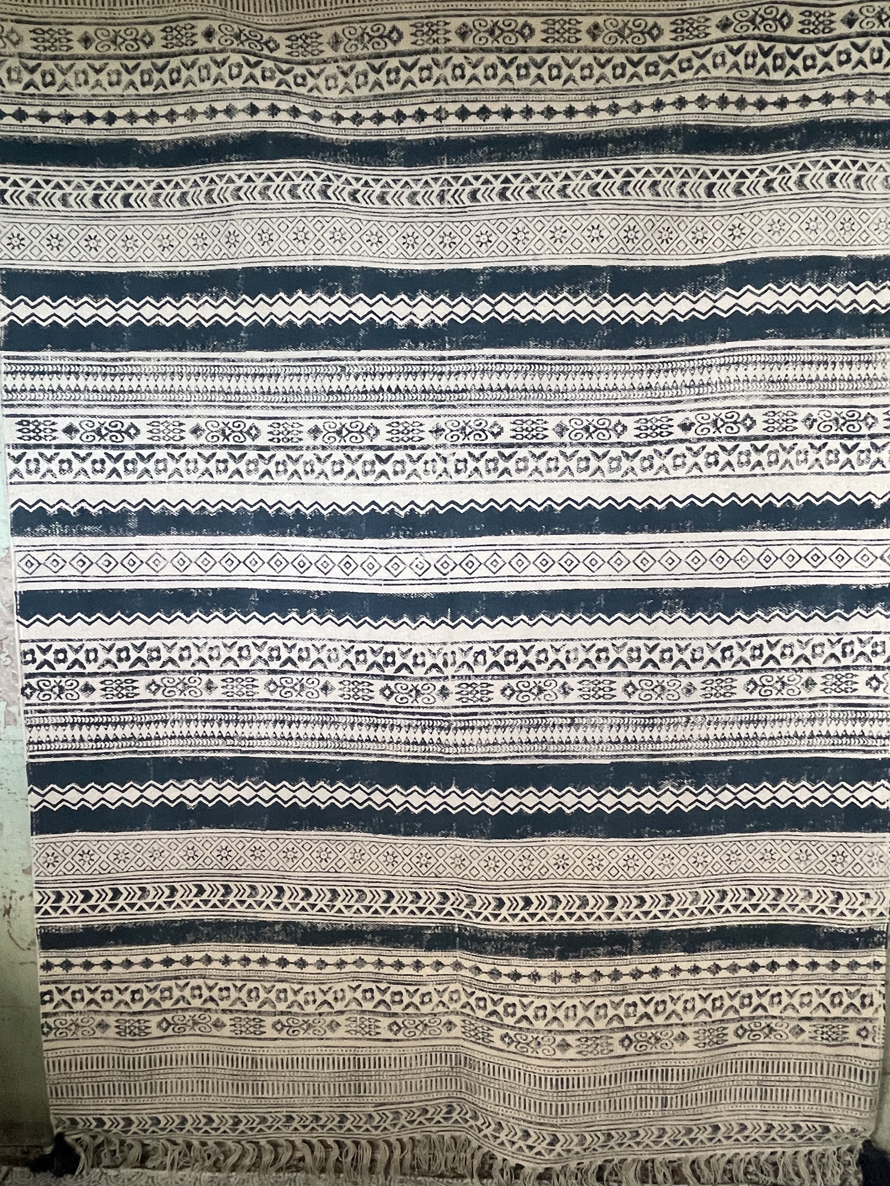 Dhurrie Cotton Rug - Indigo Stripe