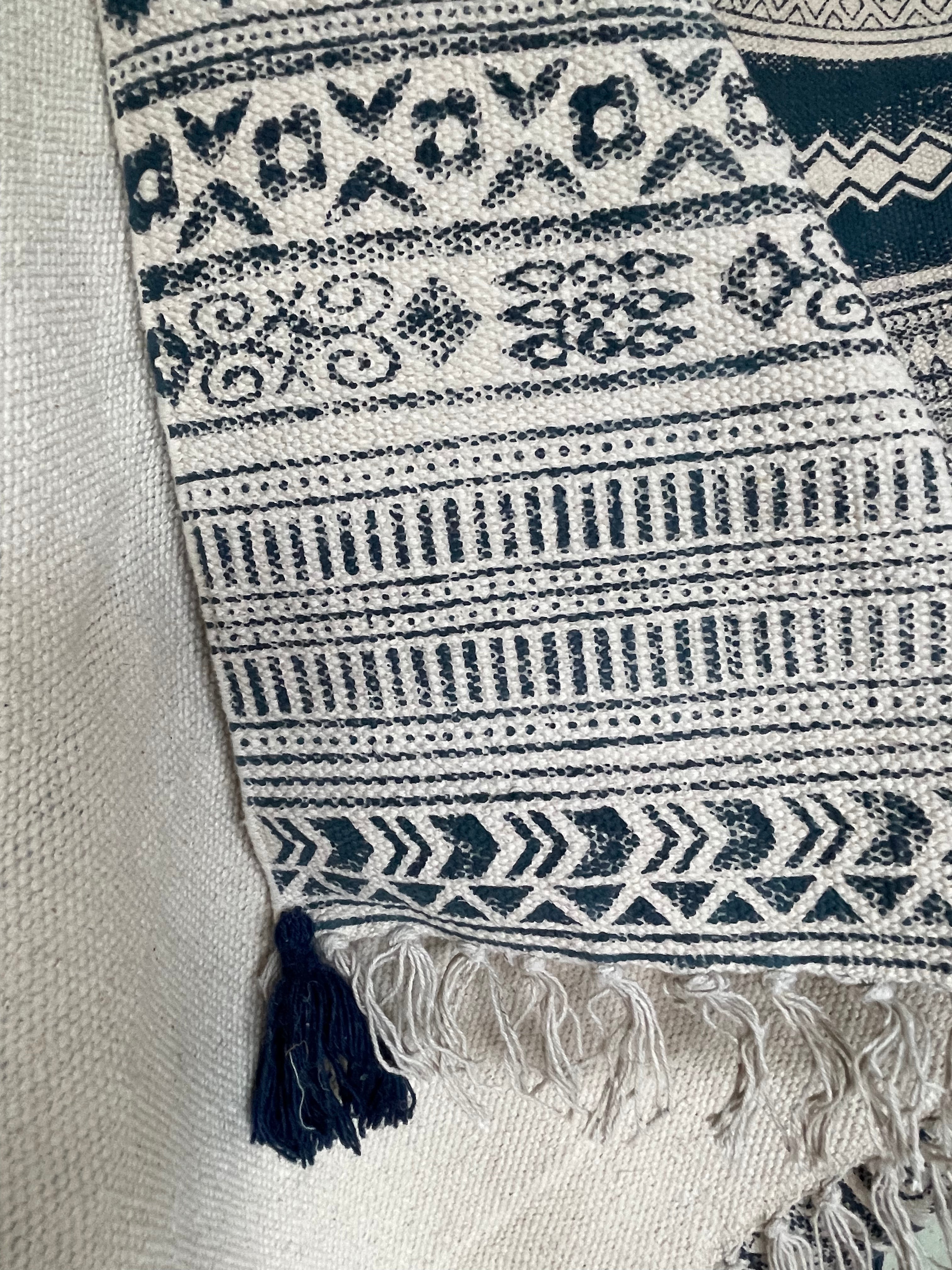 Dhurrie Cotton Rug - Indigo Stripe