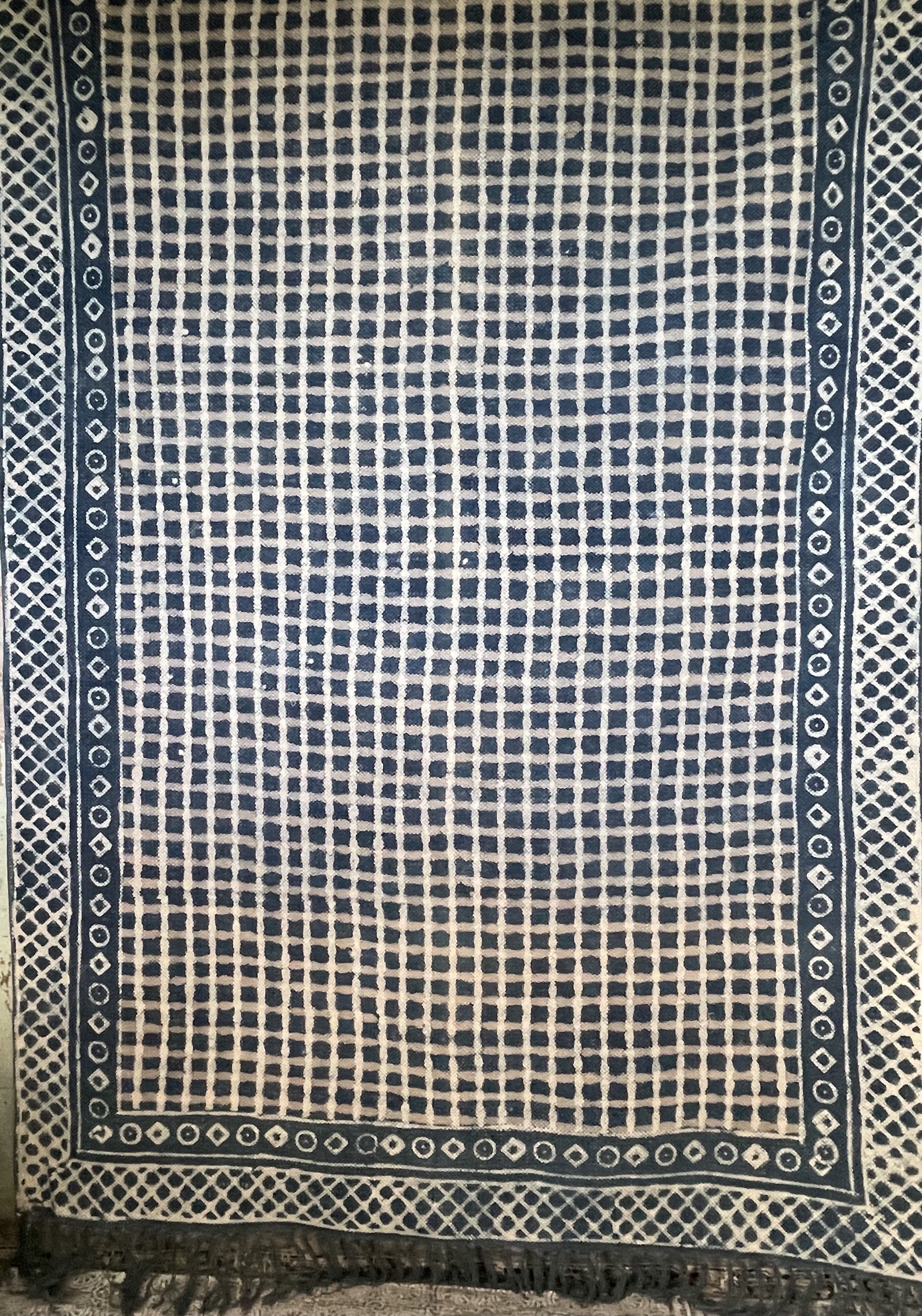 Dhurrie Cotton Rug - Indigo Check