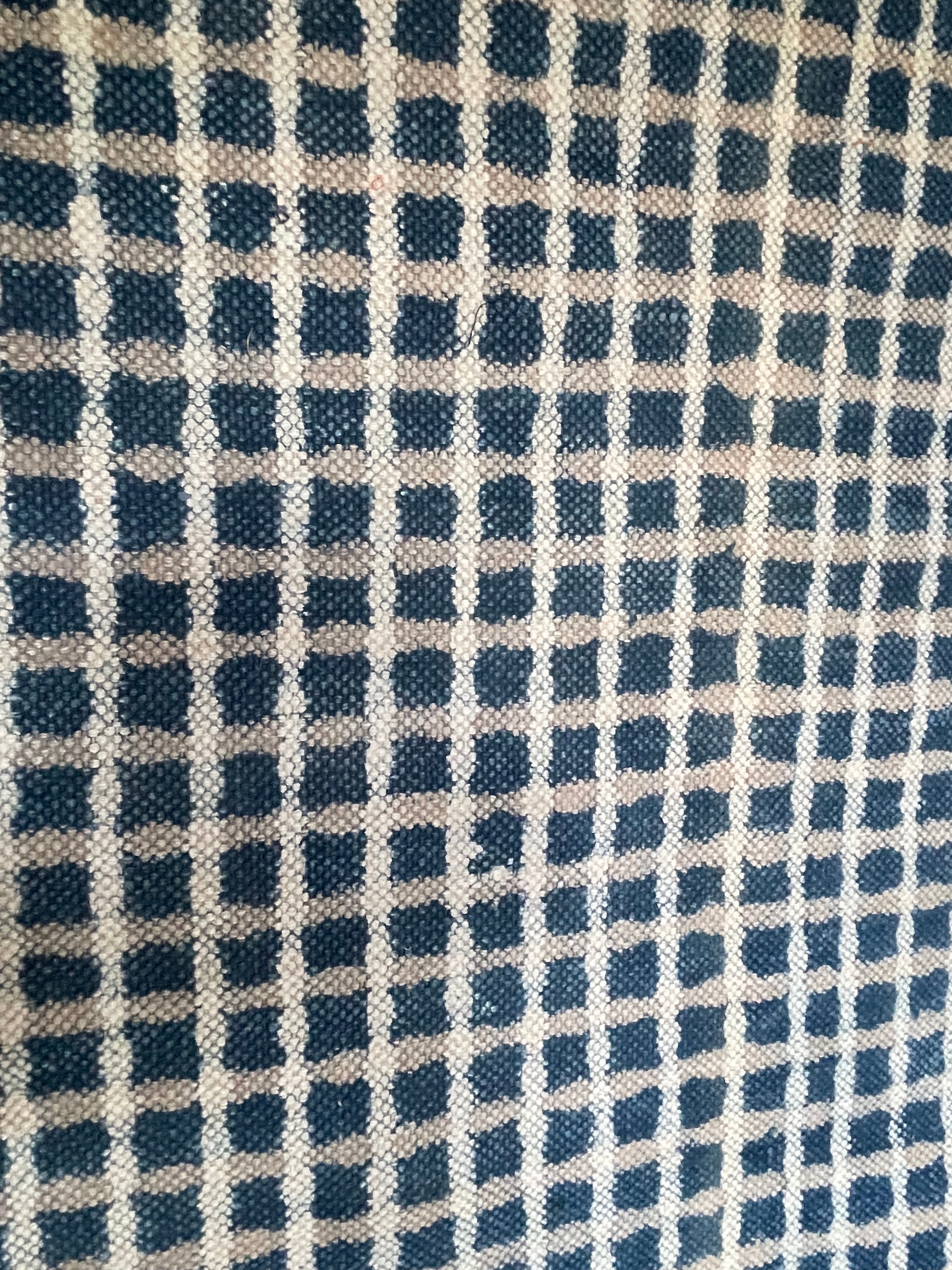 Dhurrie Cotton Rug - Indigo Check