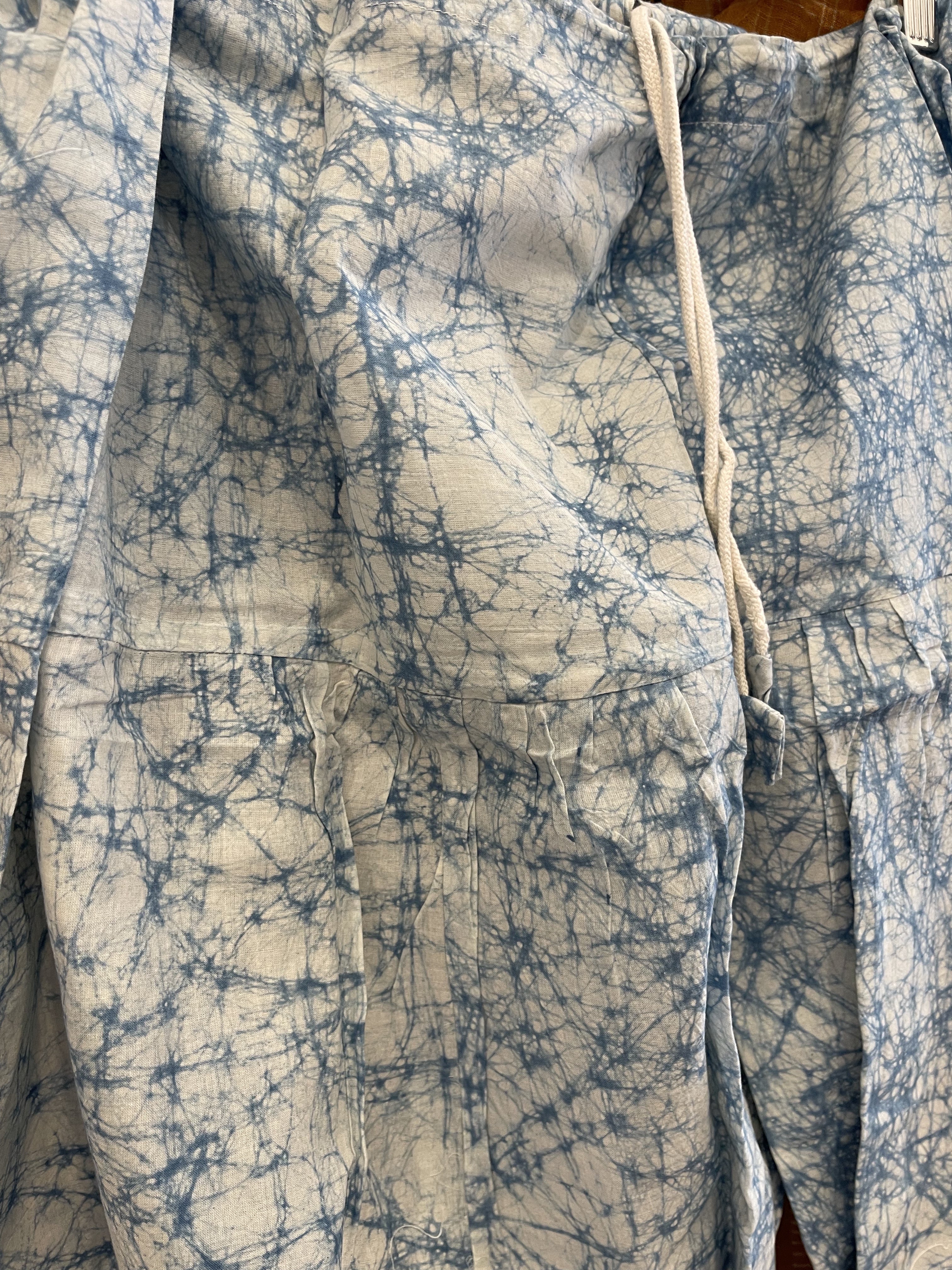 Draw String Pants - Indigo Batik in Traditional Indian Style