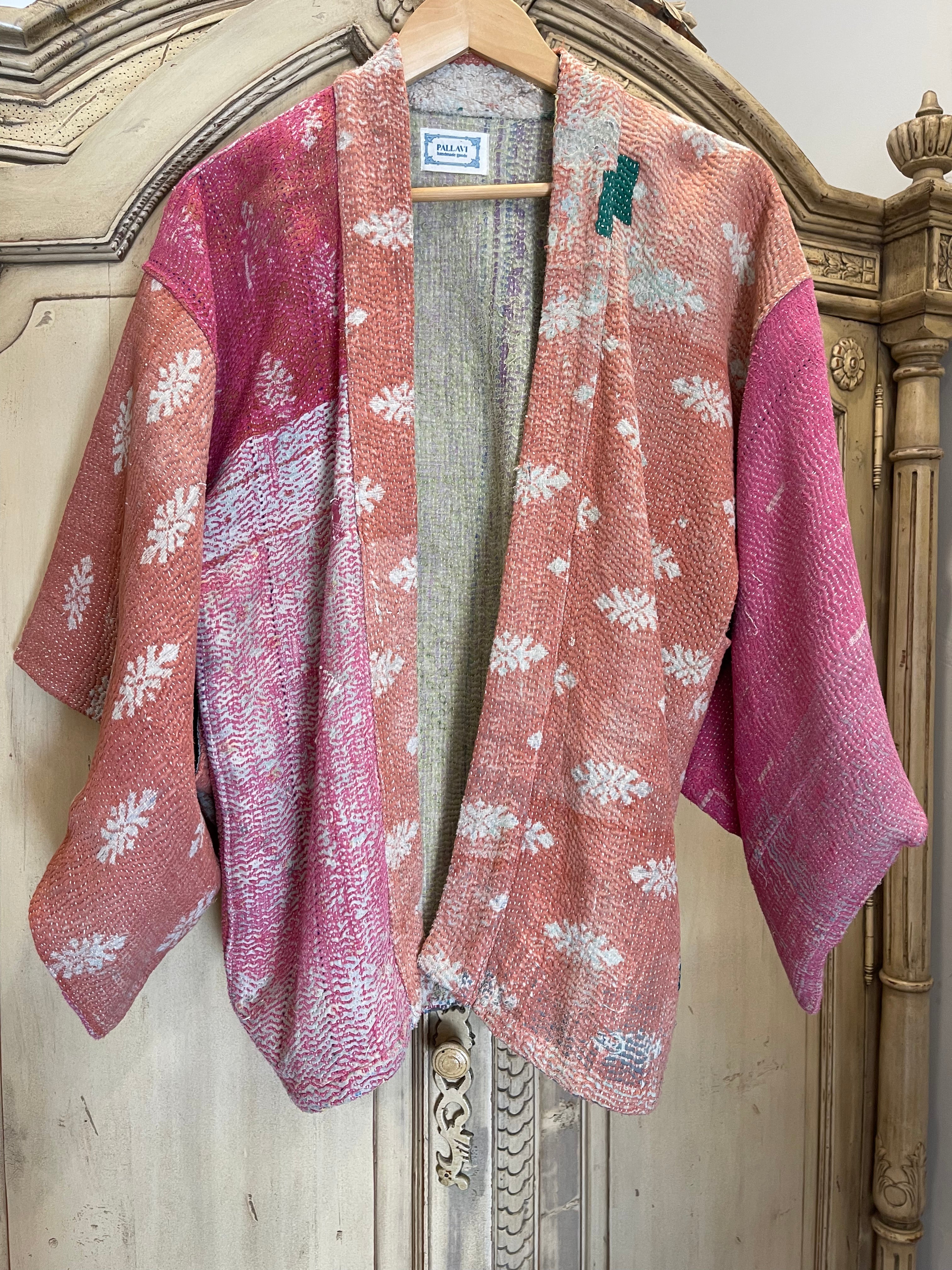 Vintage Kantha Jacket Kimono Style -  Sunset Dreaming