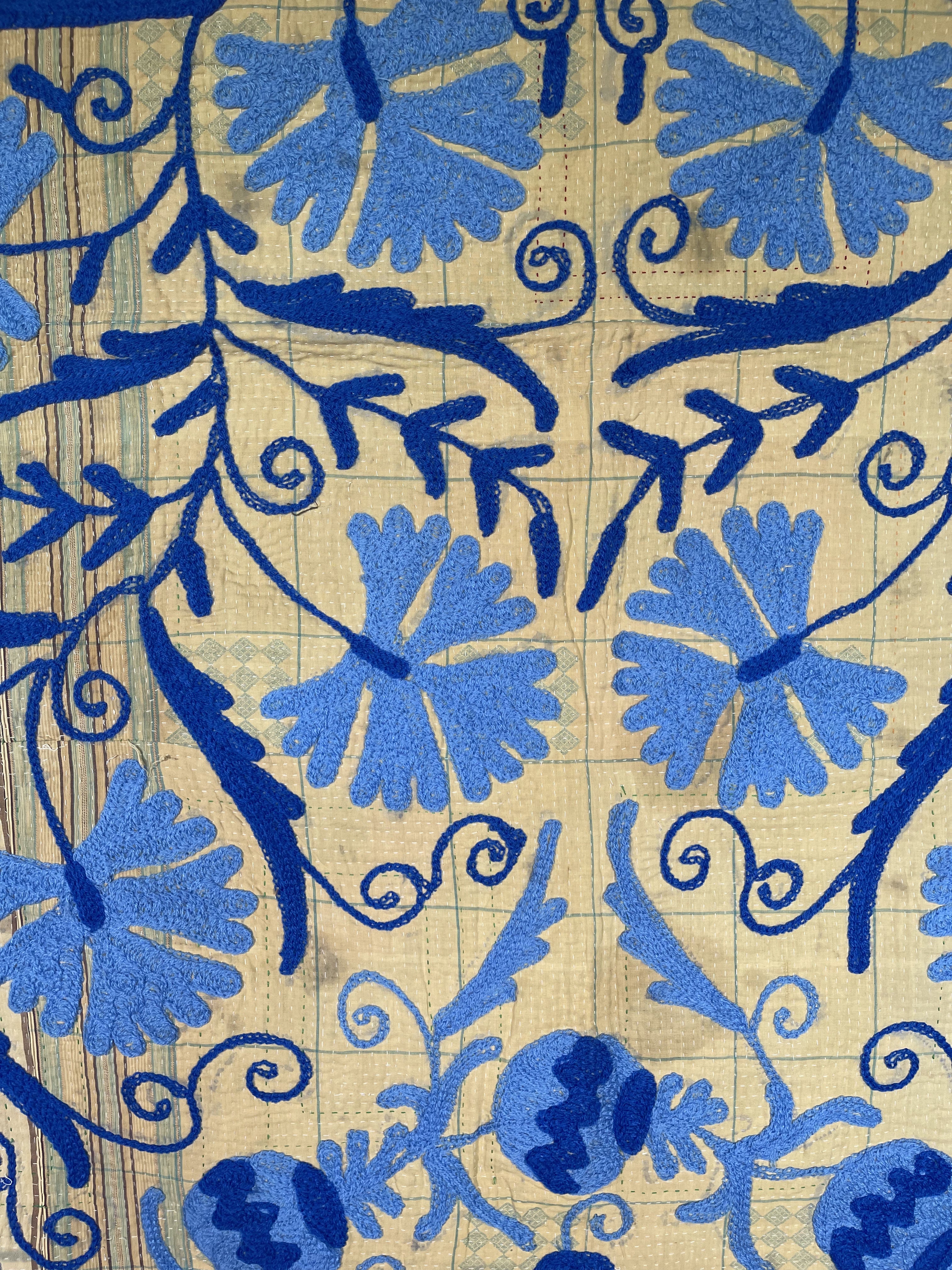 SUZANI VINTAGE KANTHA - SKY HIGH BLUE