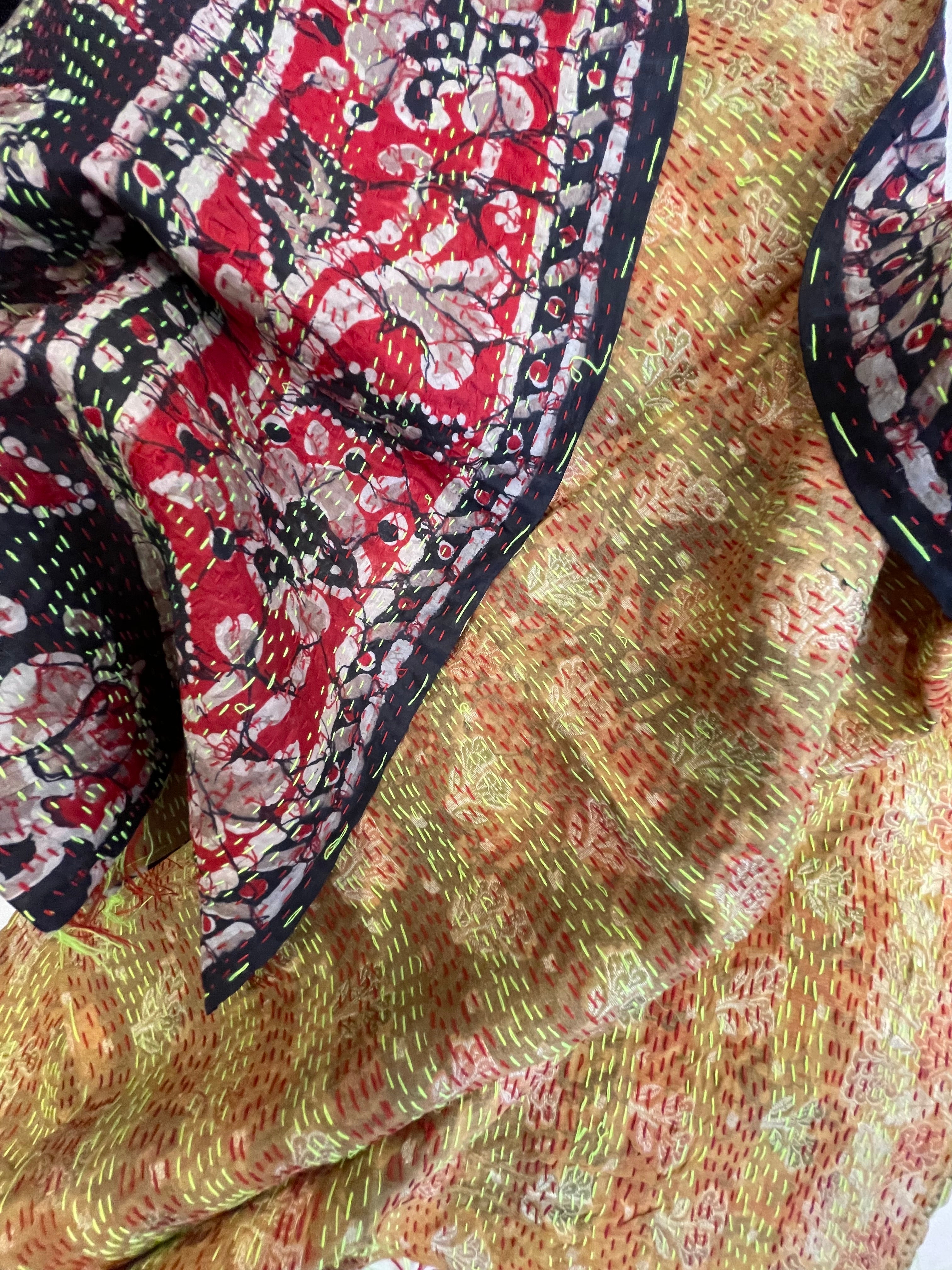 Vintage Silk Sari Scarf - Gold Umber