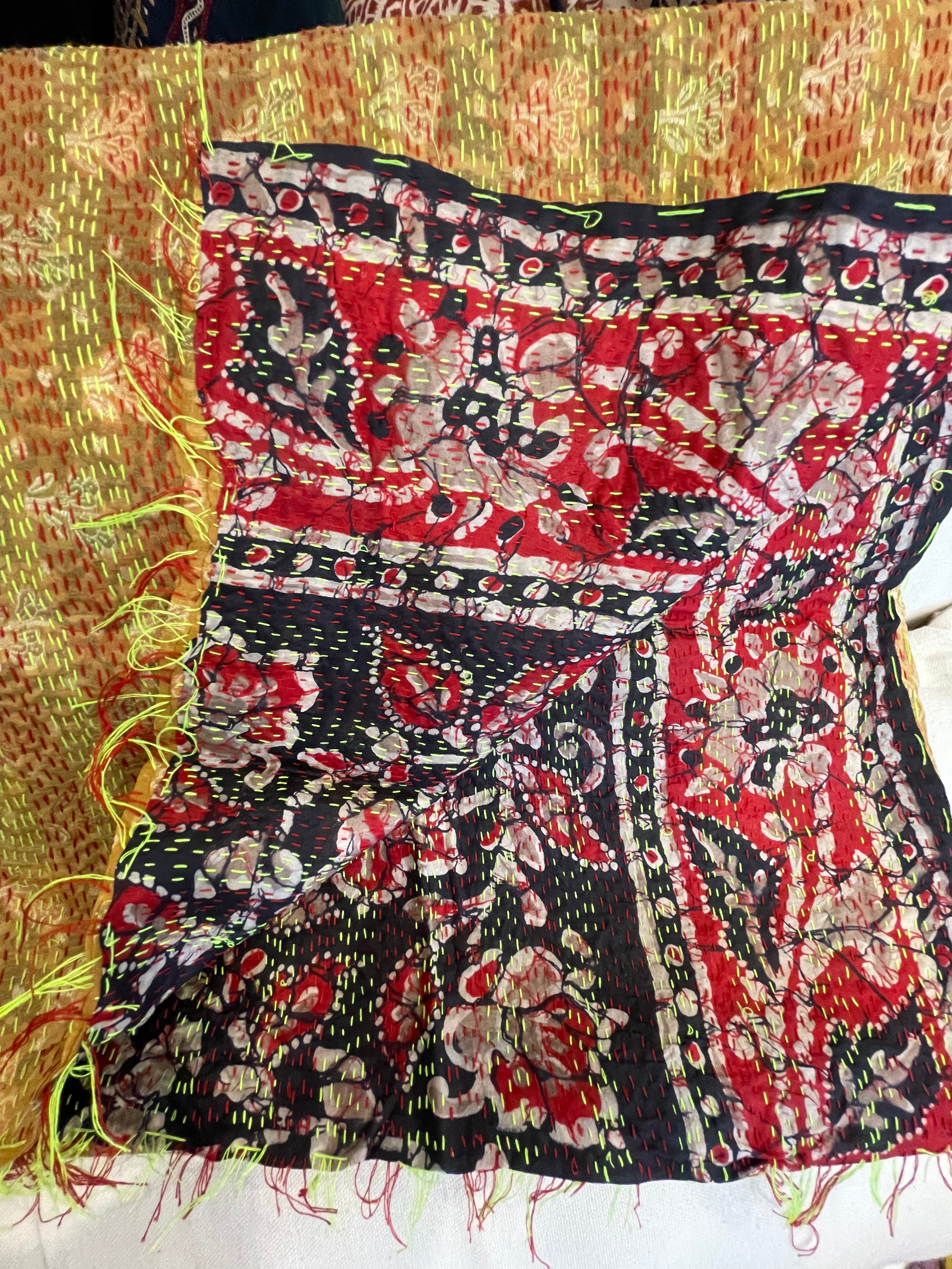 Vintage Silk Sari Scarf - Gold Umber
