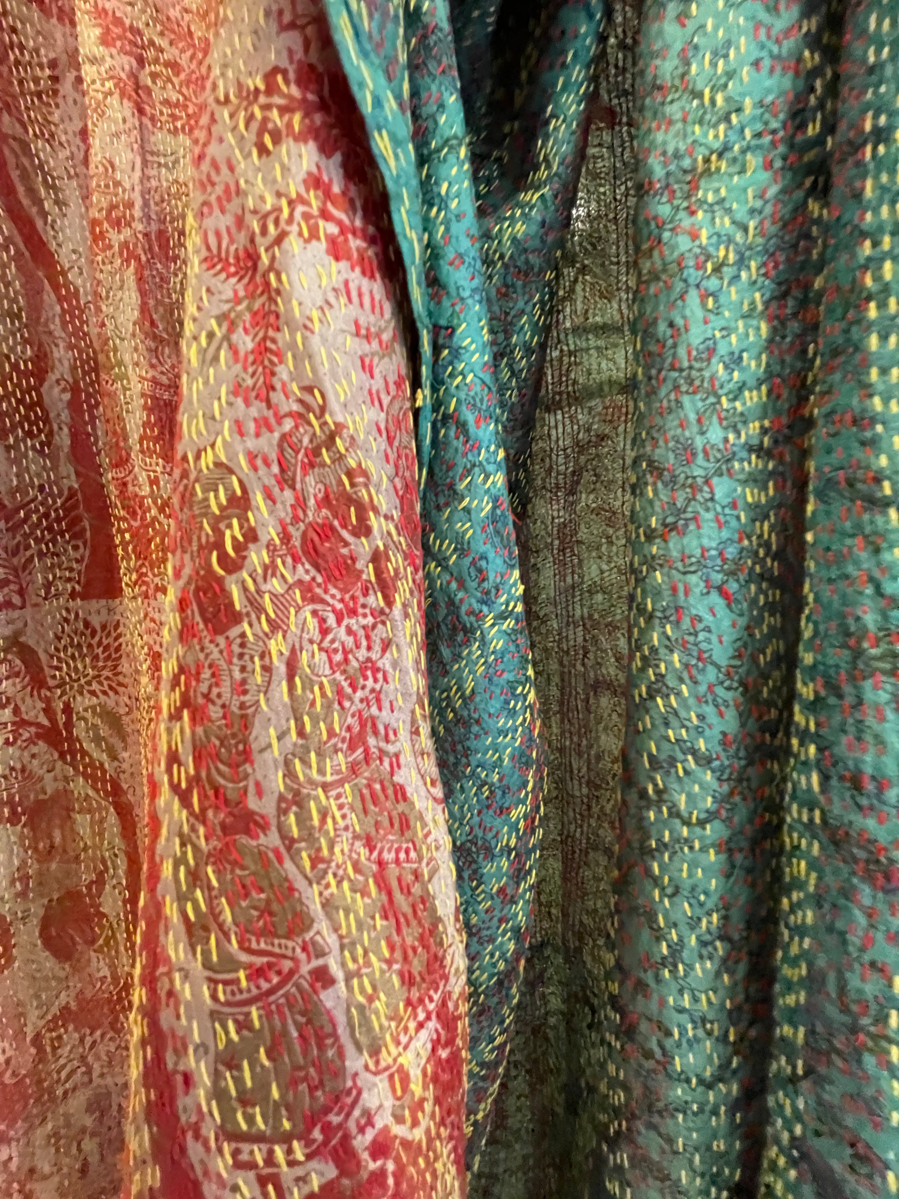 Vintage Silk Sari Wrap - Golden Jade