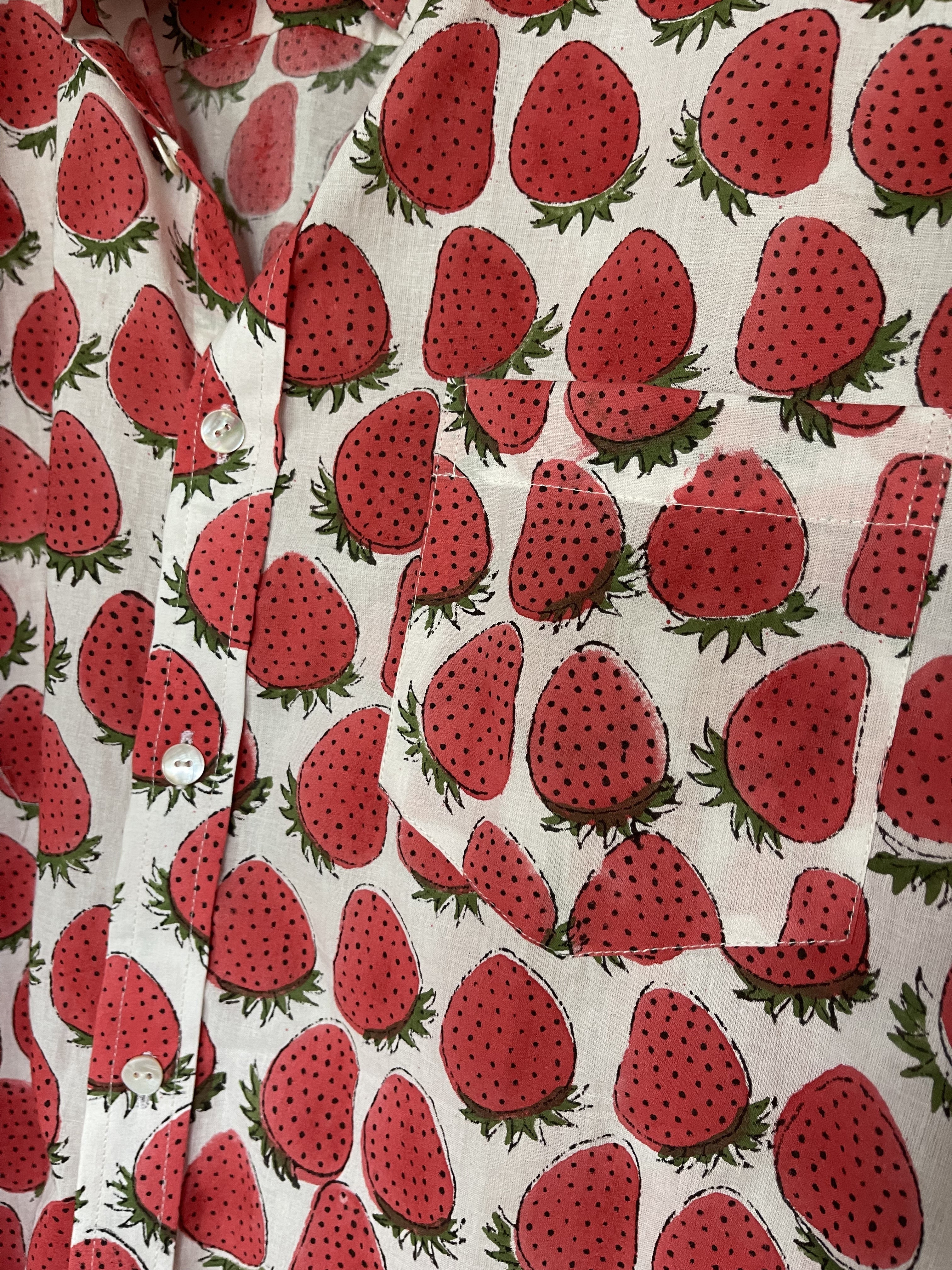 Handblock Printed SHIRT - LIGHT STRAWBERRY”