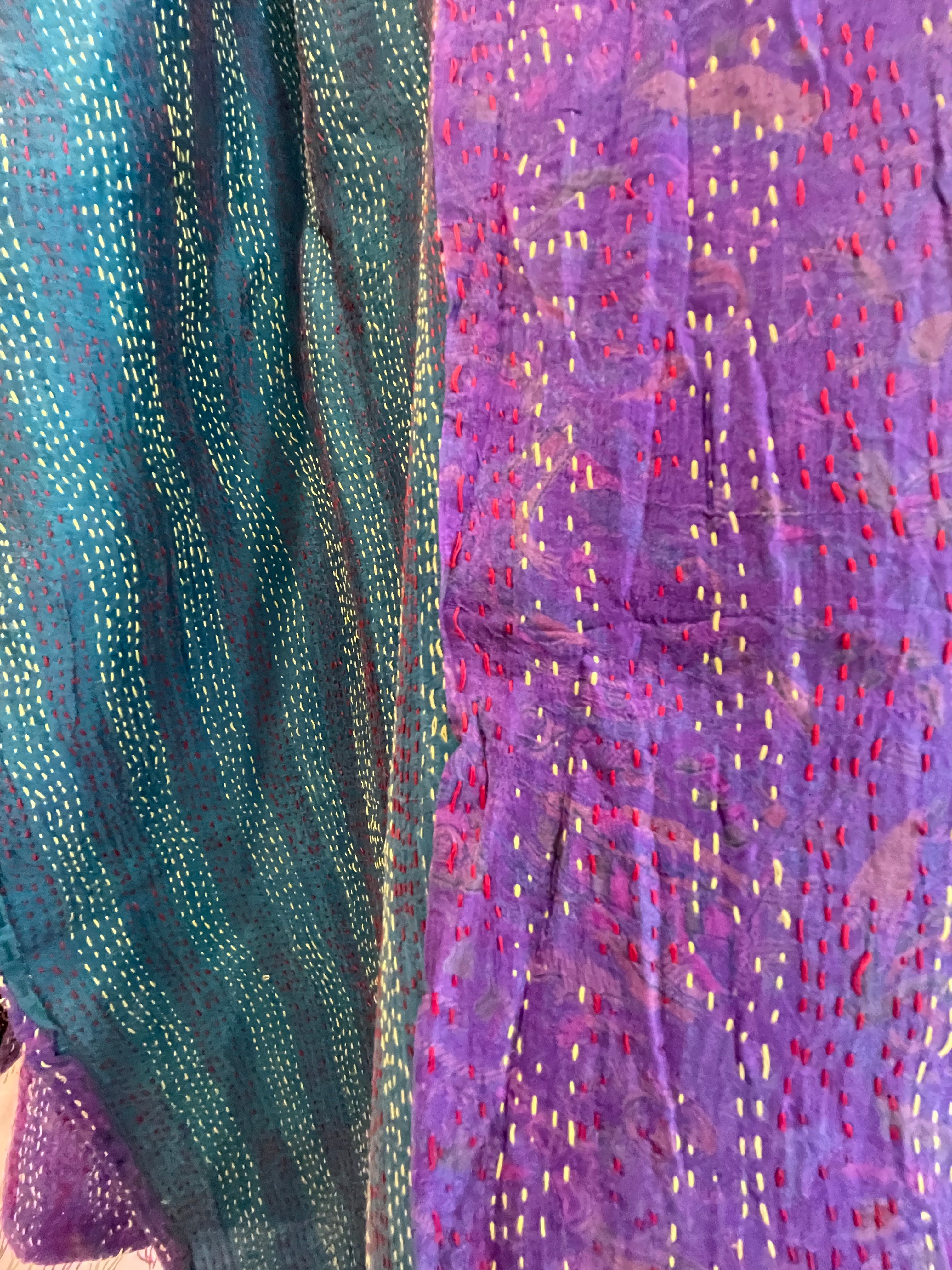 Vintage Silk Sari Wrap- Violet Lagoon