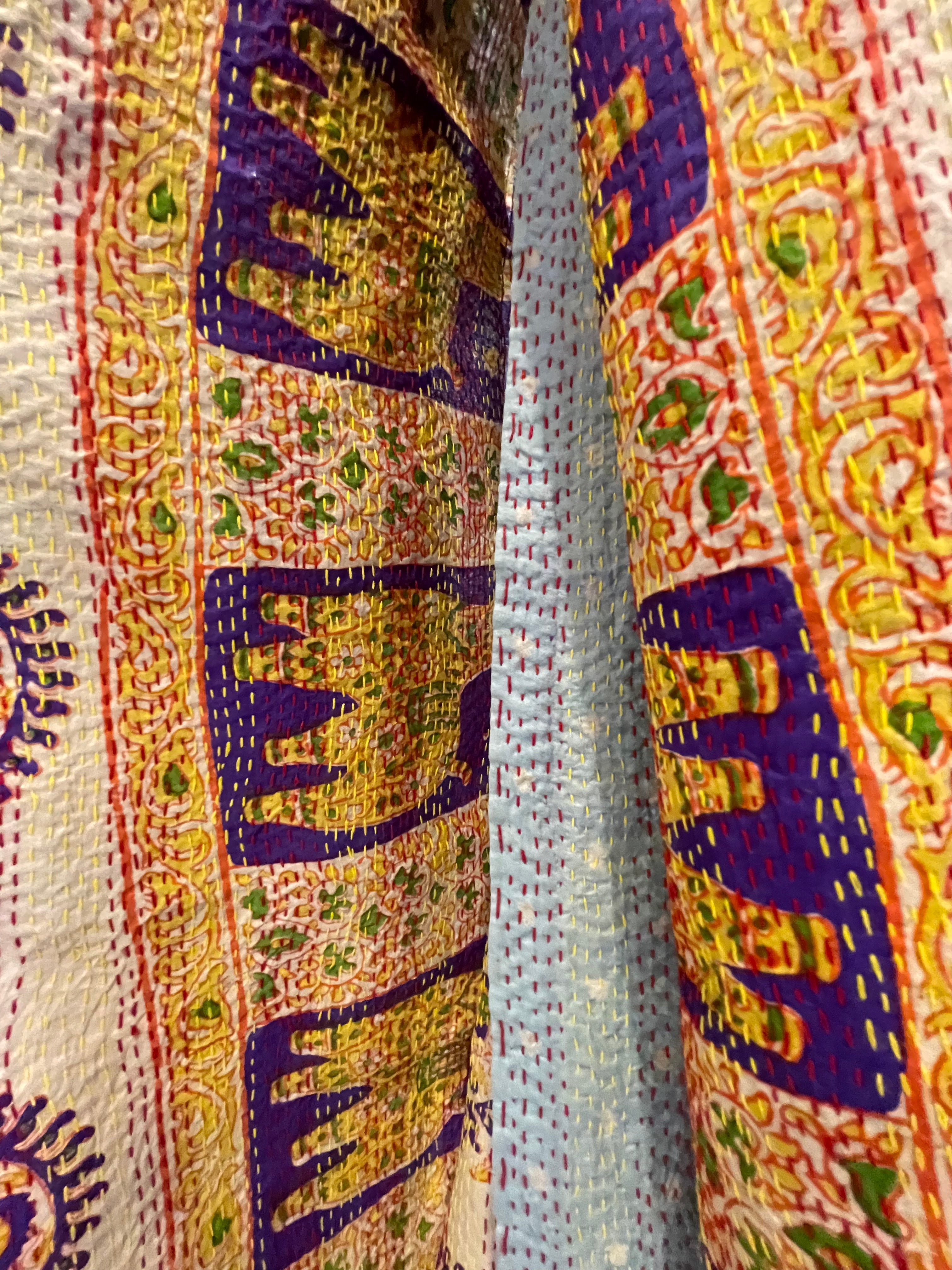 Vintage Silk Sari Wrap -  Sky Garden