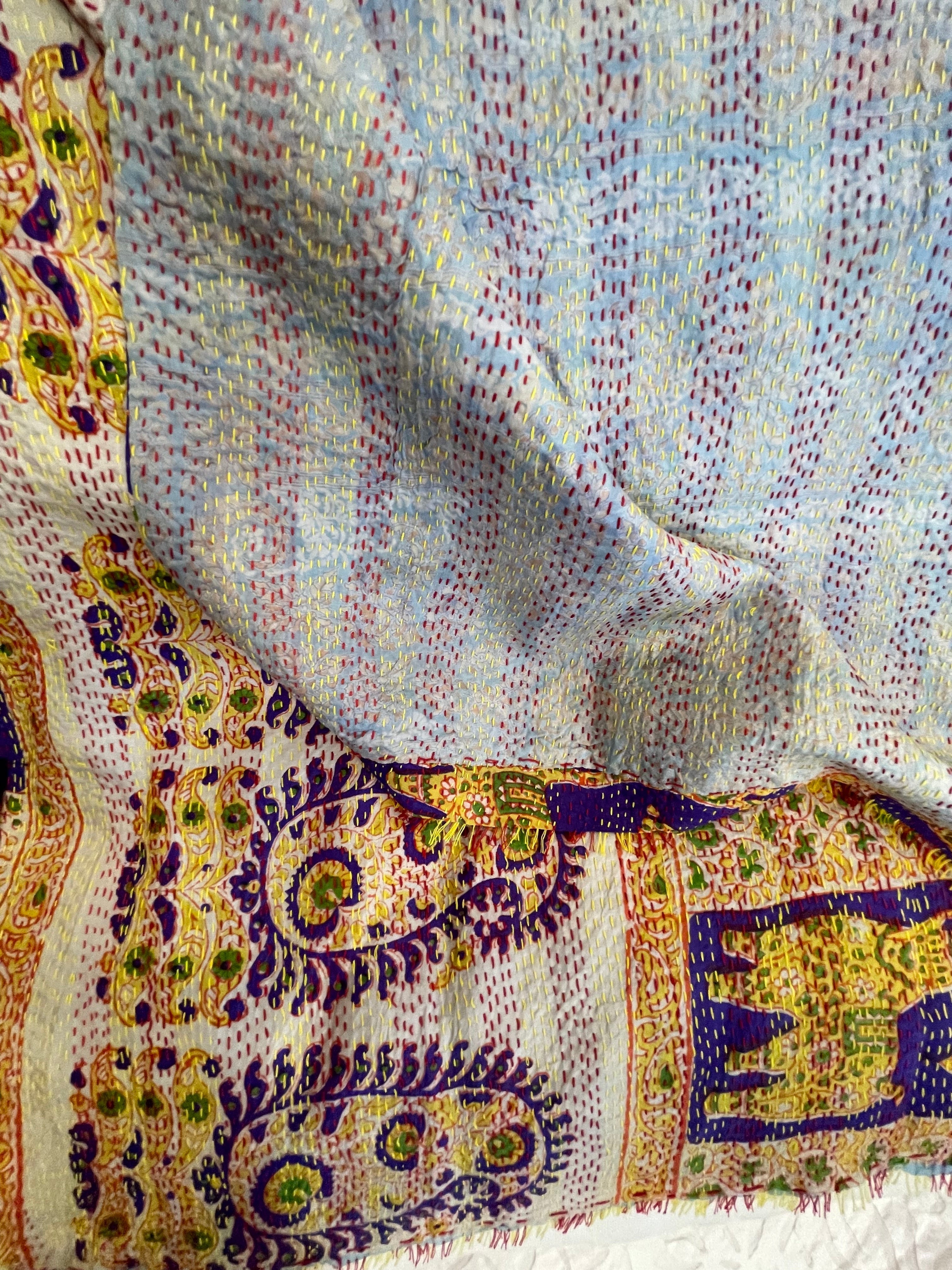 Vintage Silk Sari Wrap -  Sky Garden