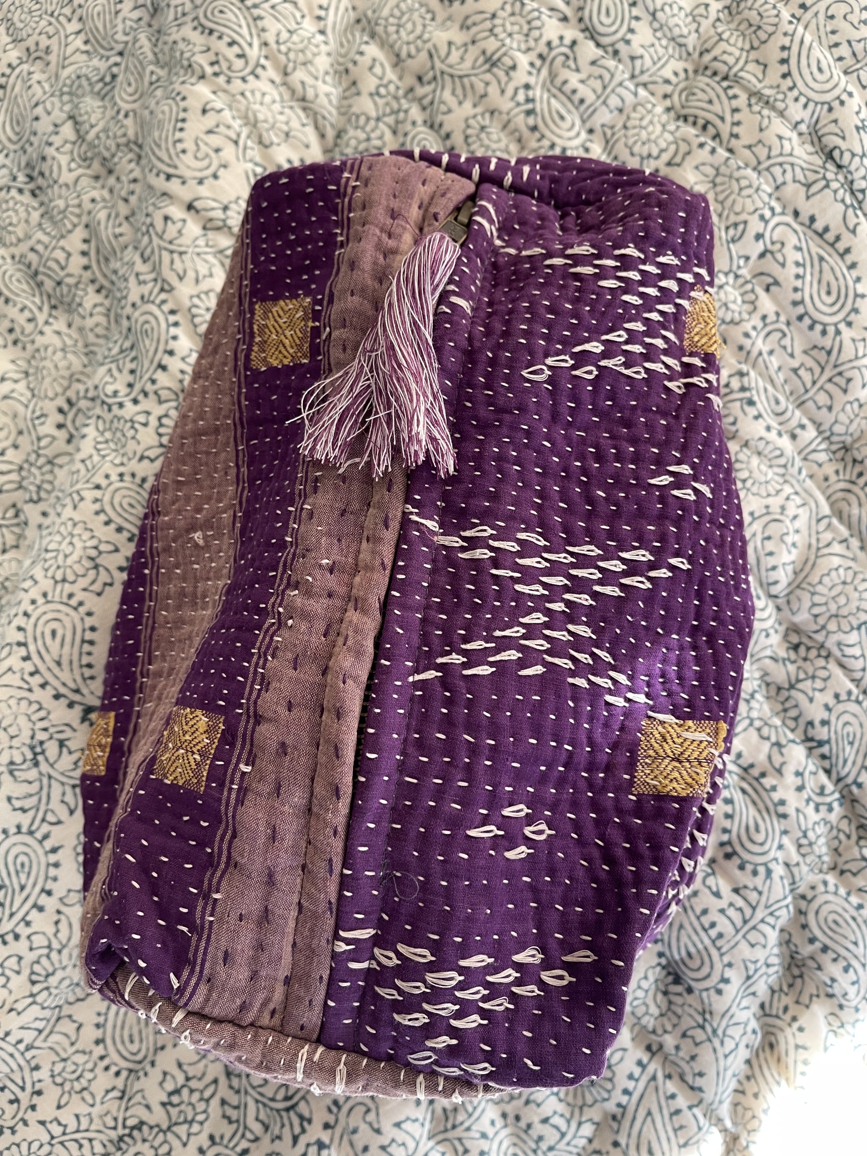 Cosmetic Bag Vintage Kantha - Soft Jacaranda