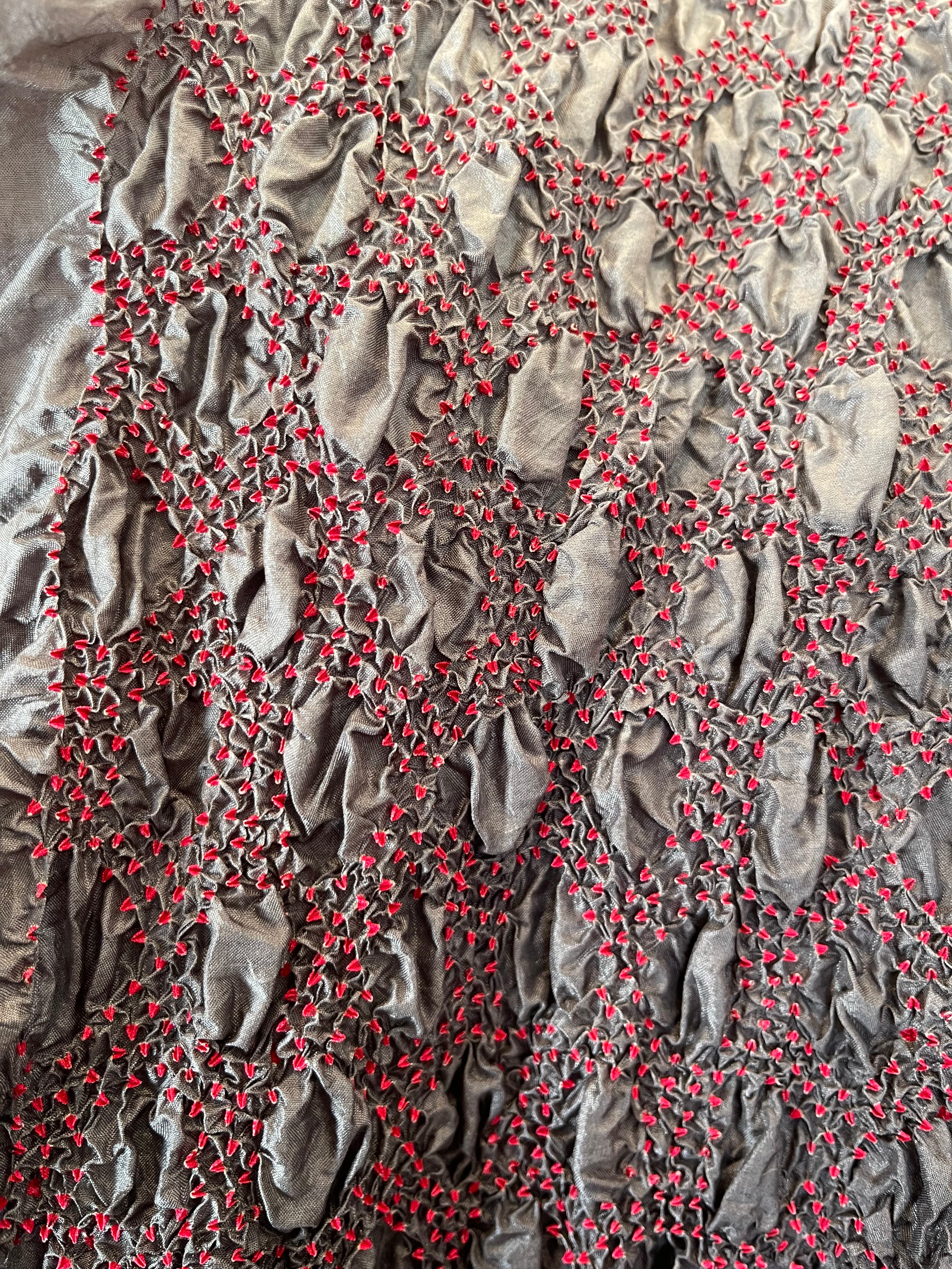 Bandhani Thousand Dot Silk Scarf - Charcoal Etching