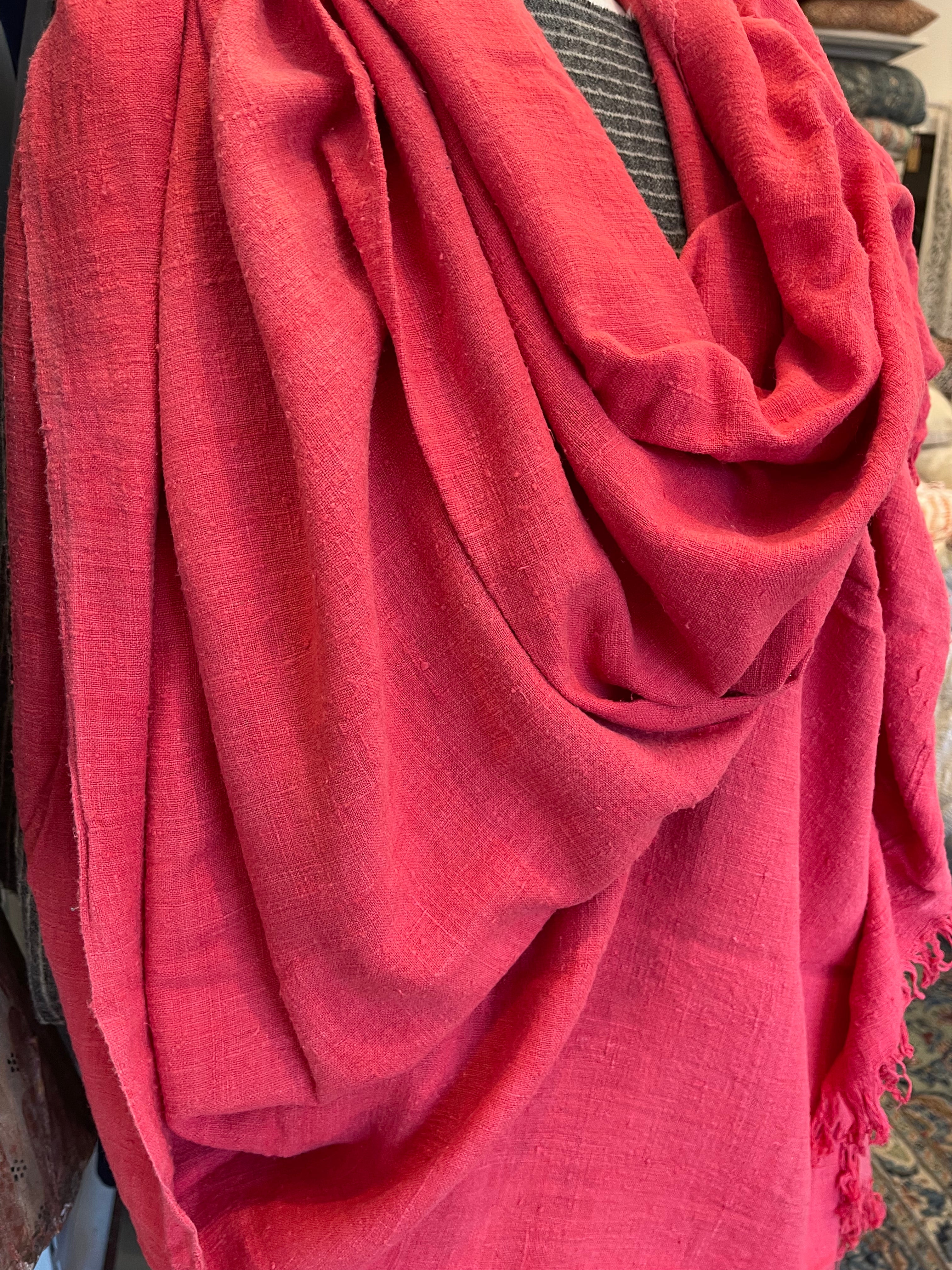 Peace Silk Meditation Wrap - Raspberry