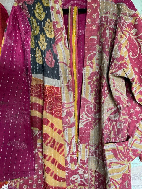 Vintage Kantha Kimono - Jaipuri Pink