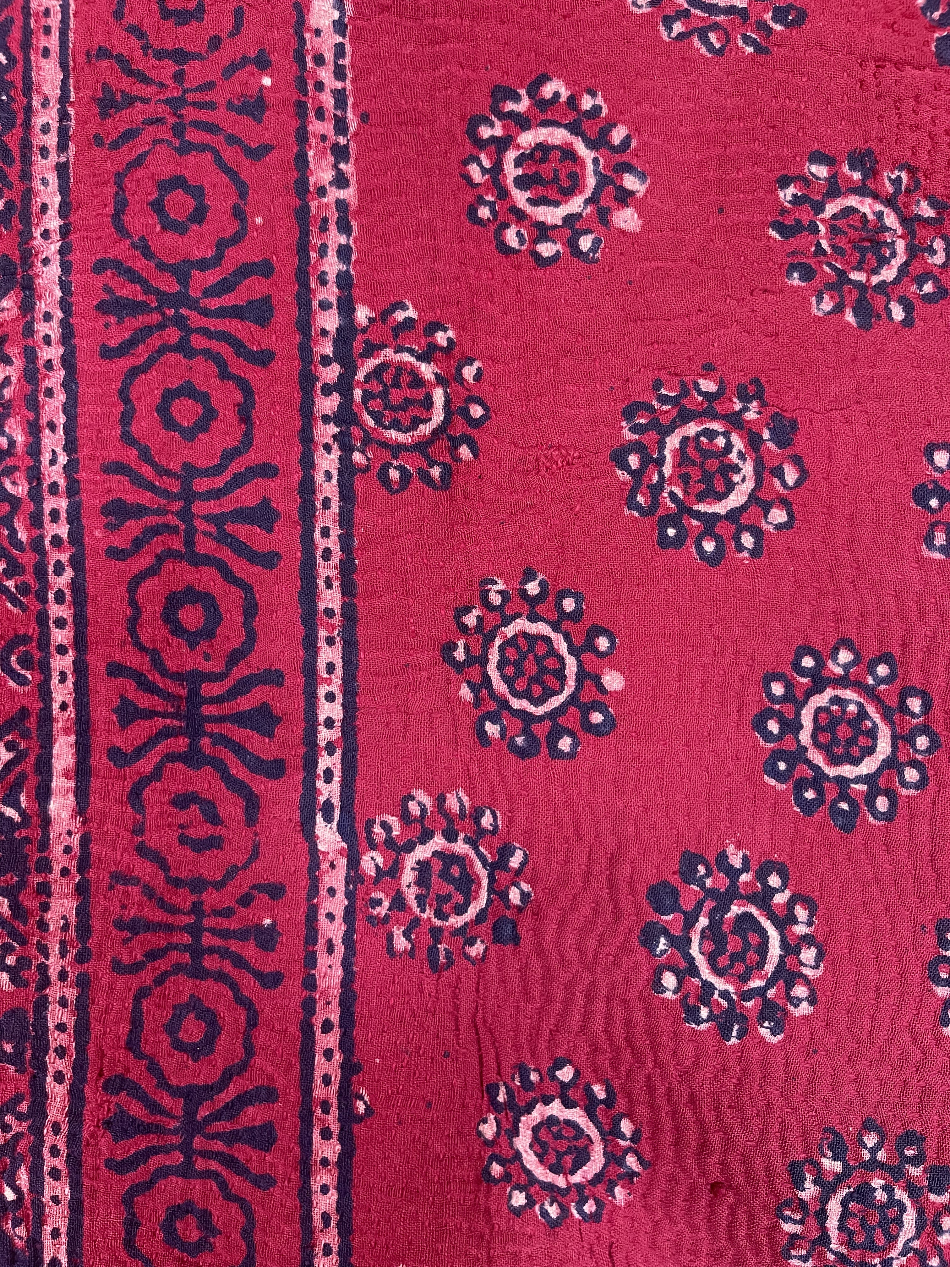 VINTAGE AJRAKH KANTHA - Deep Crimson