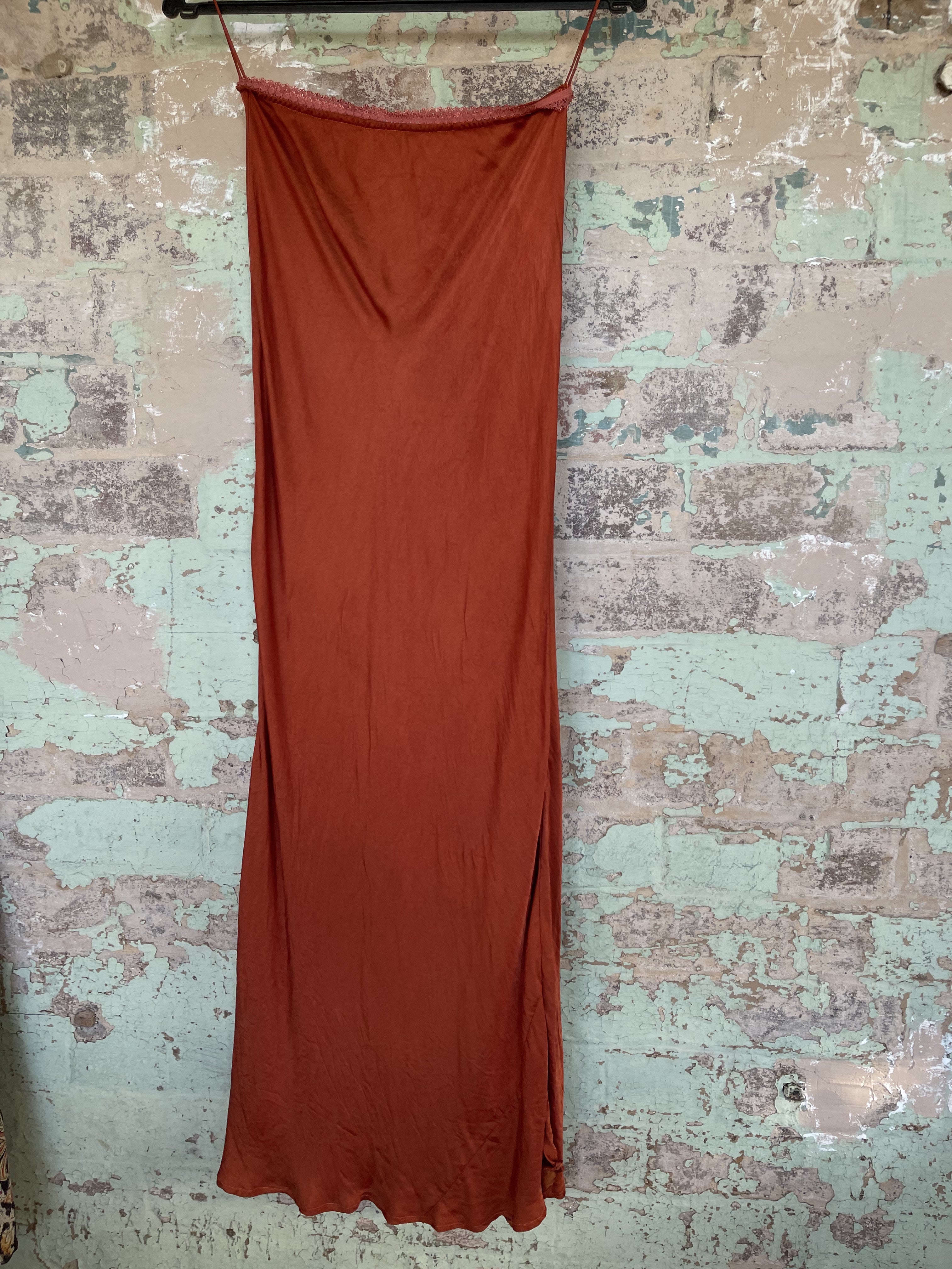 SILK BIAS SKIRT - RUST