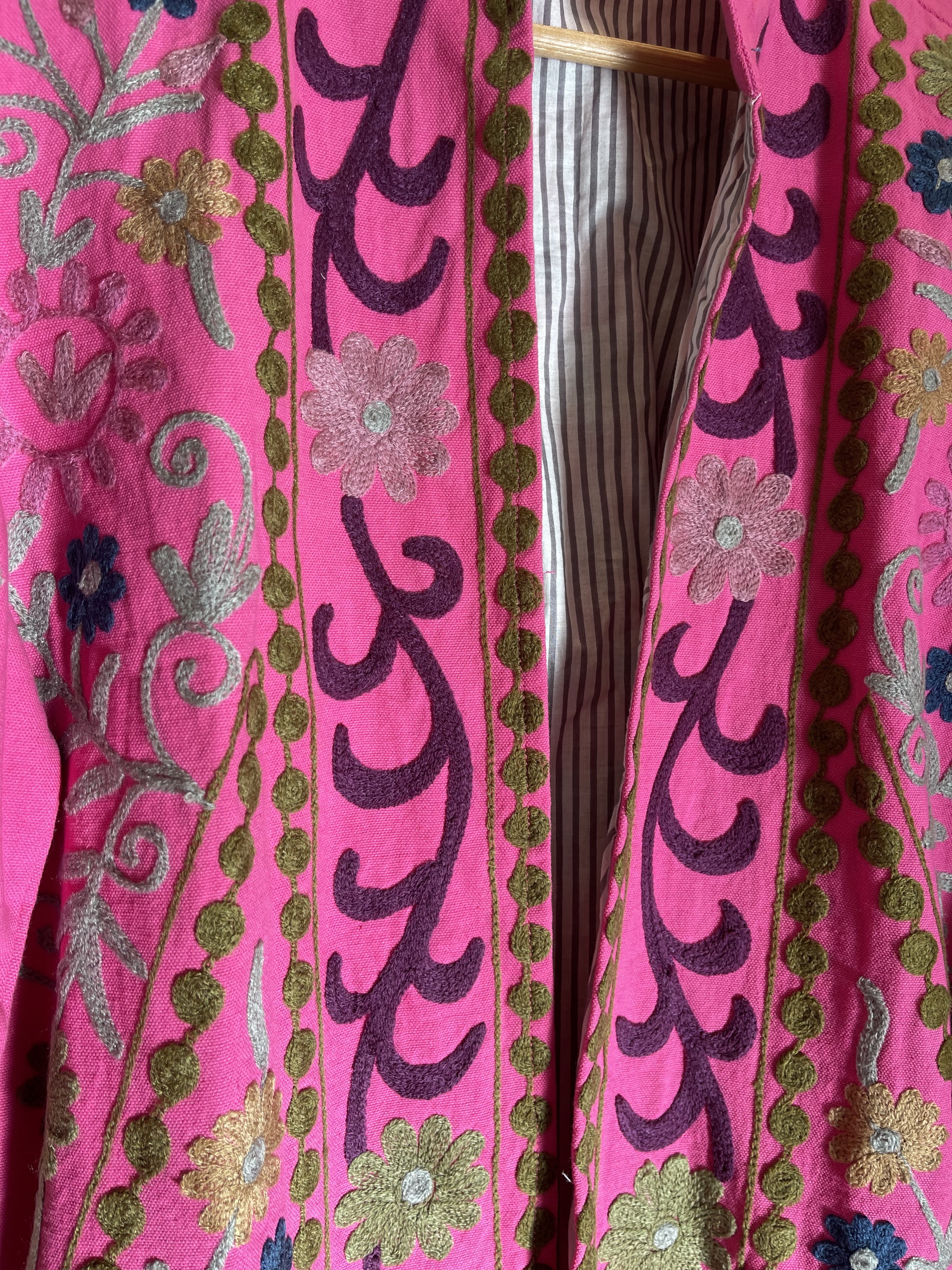 Suzani Tribal Jacket Long - Pink Cherry