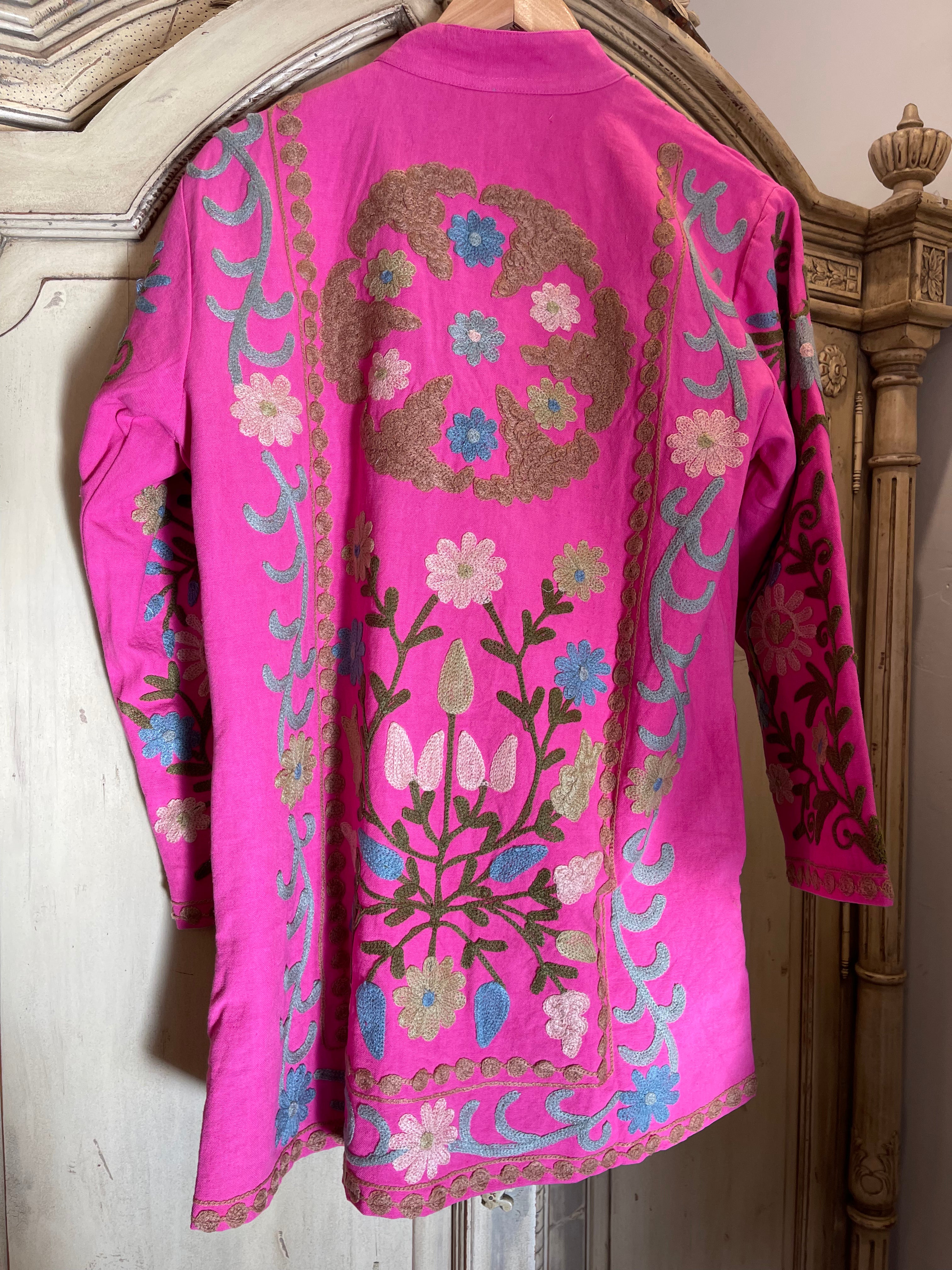 Suzani Tribal Jacket Long - Pink Dove