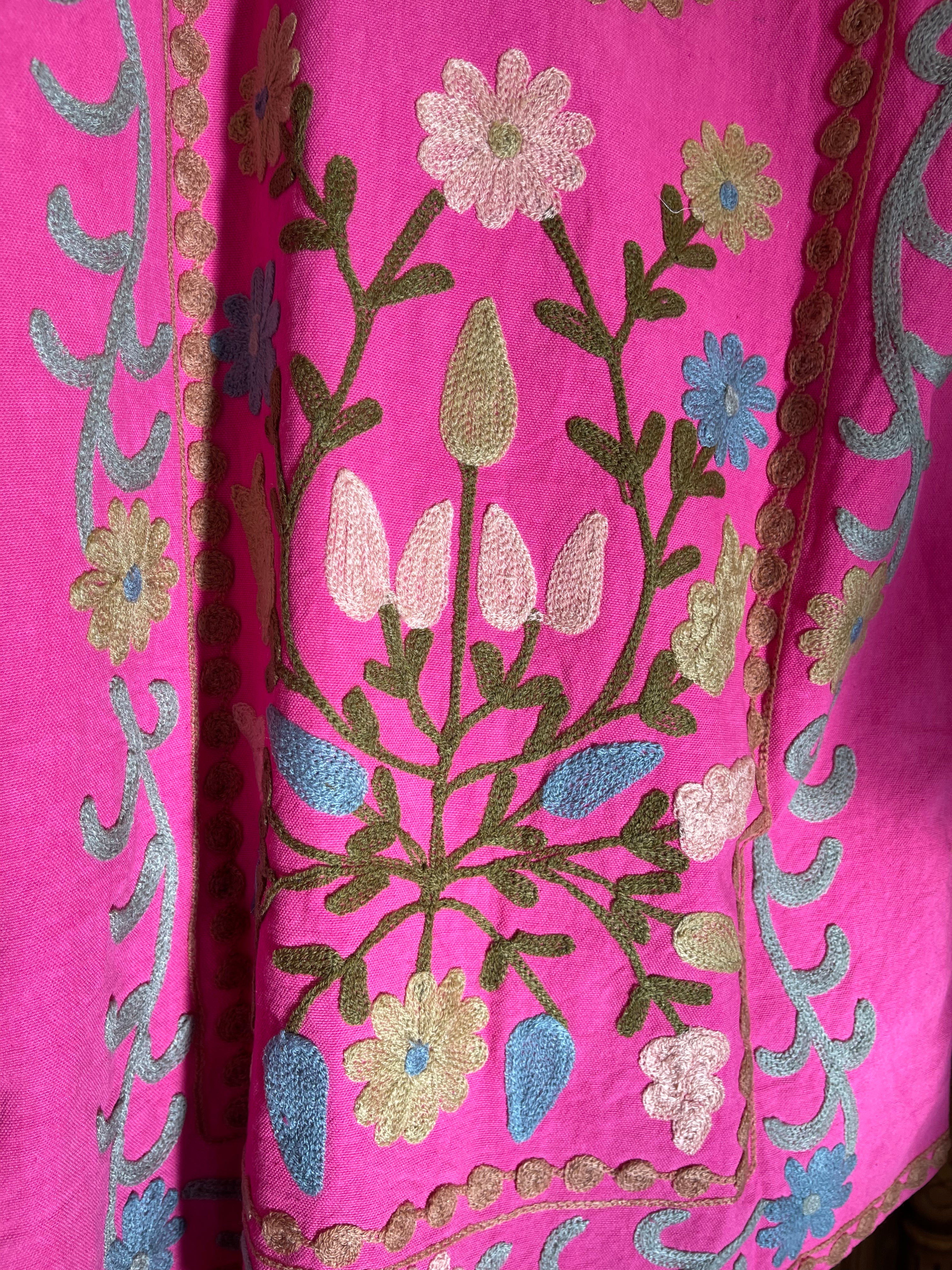 Suzani Tribal Jacket Long - Pink Dove