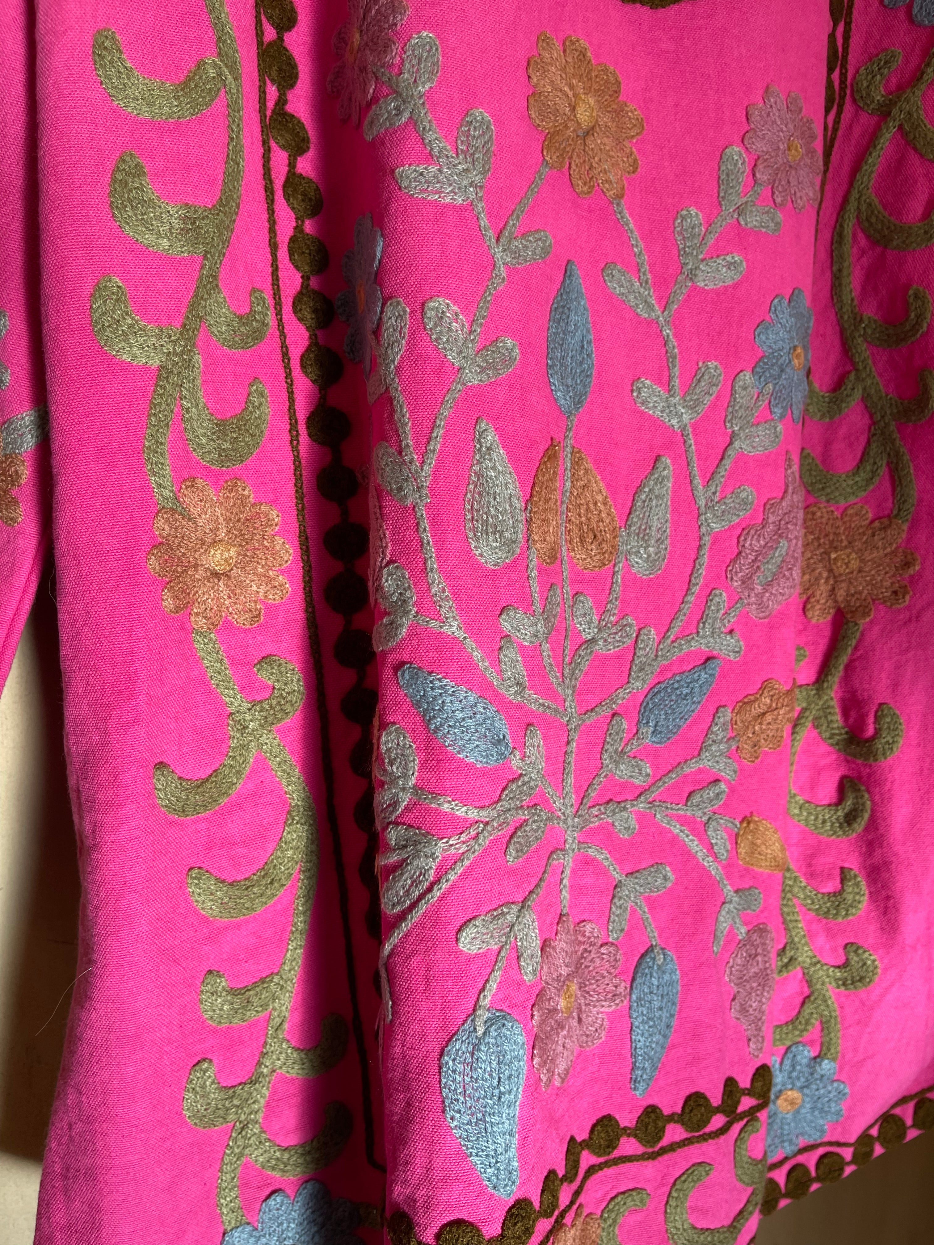 Suzani Tribal Jacket Long - Pink Sage