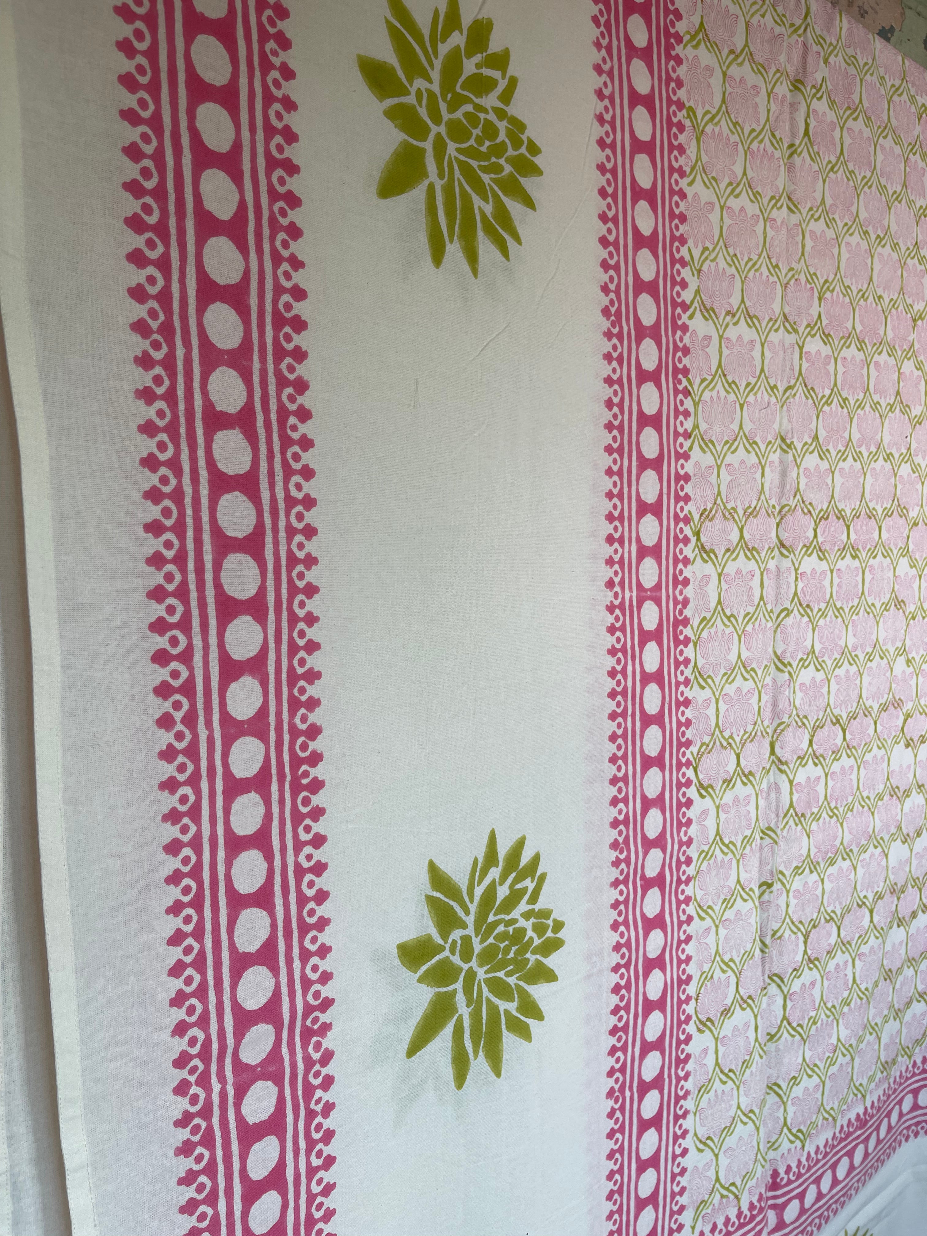 Block Printed Cotton Sheet - LOTUS
