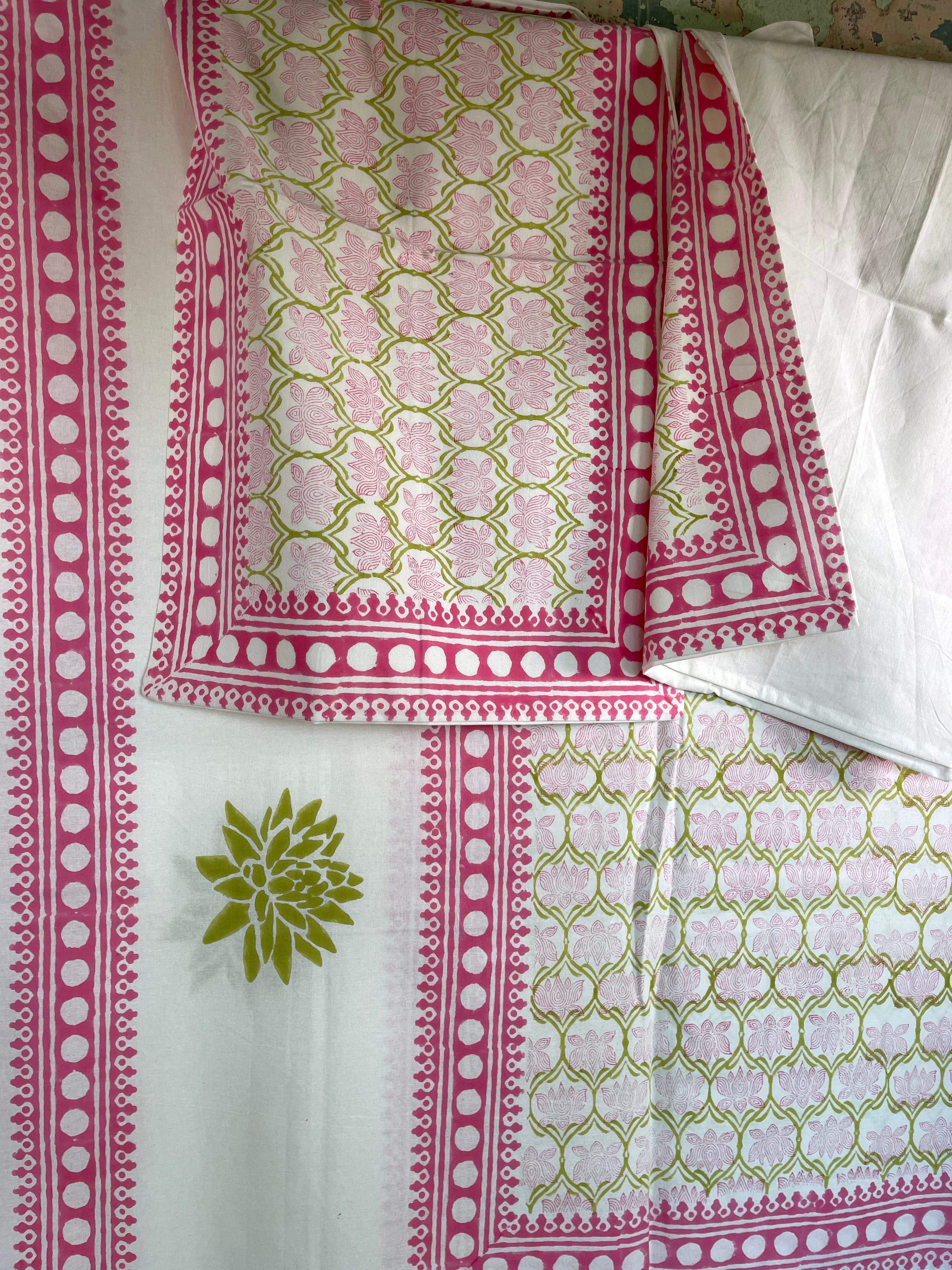 Block Printed Cotton Sheet - LOTUS