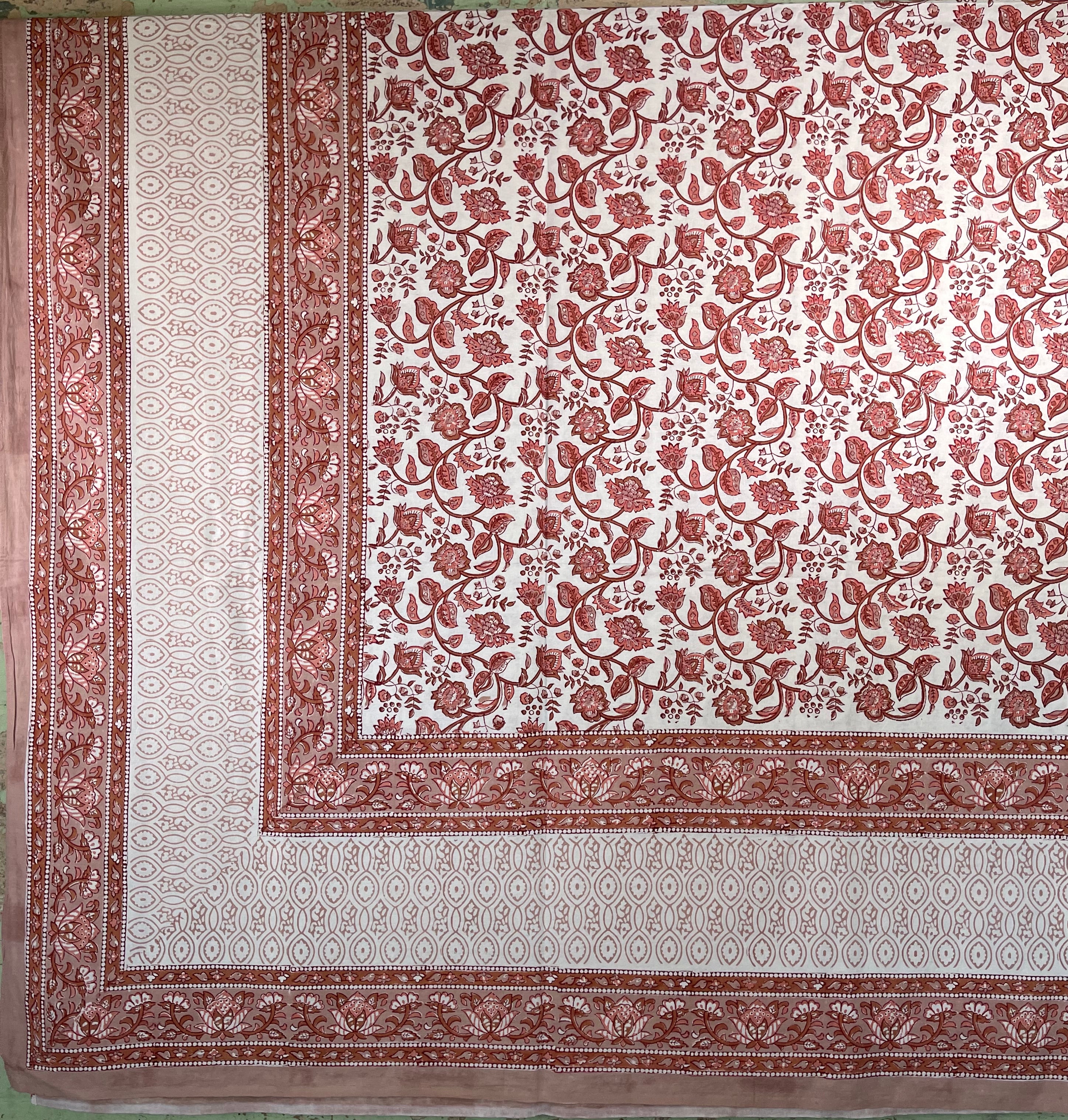 Block Printed Cotton Sheet - DESERT ROSE