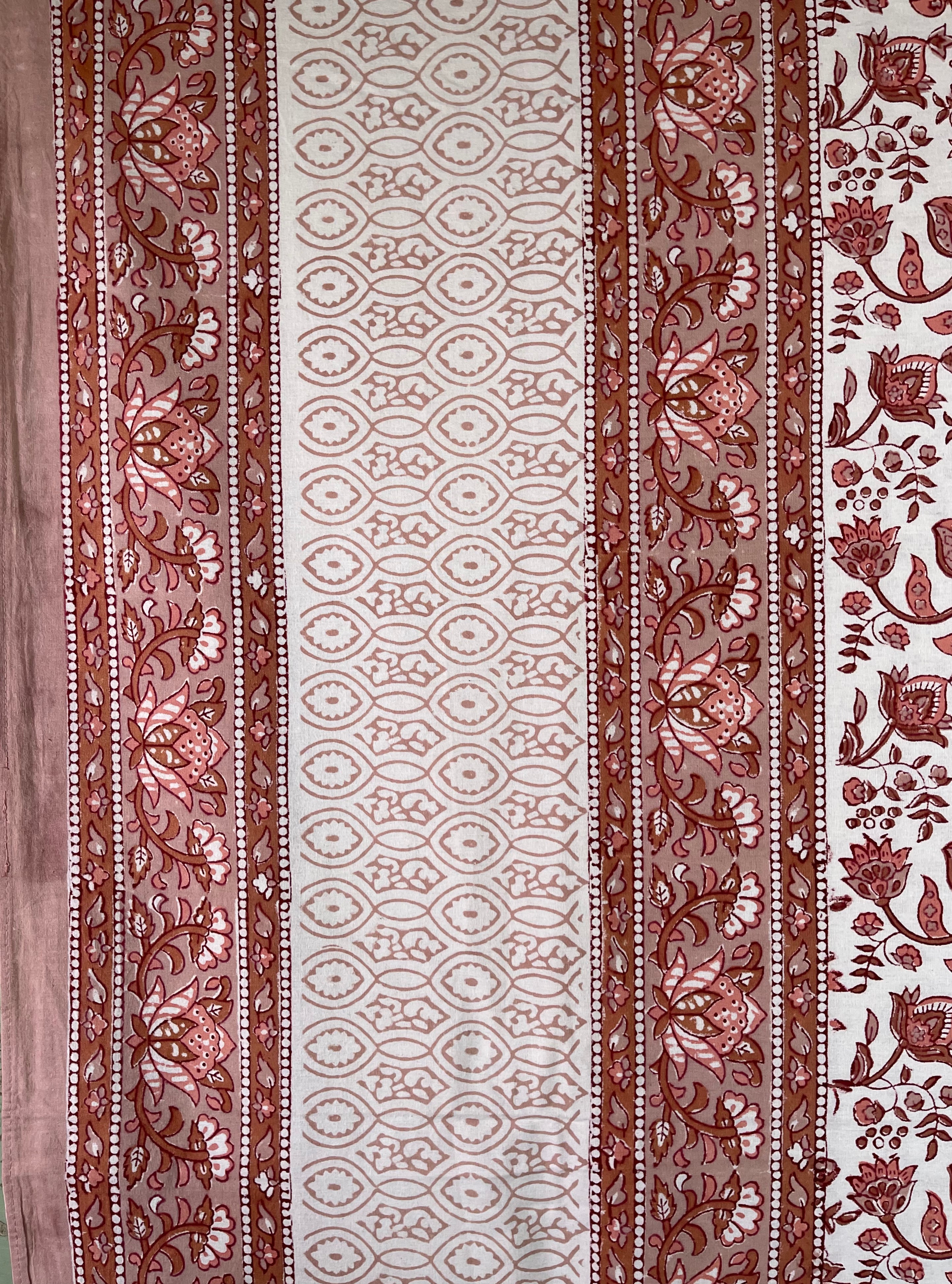 Block Printed Cotton Sheet - DESERT ROSE