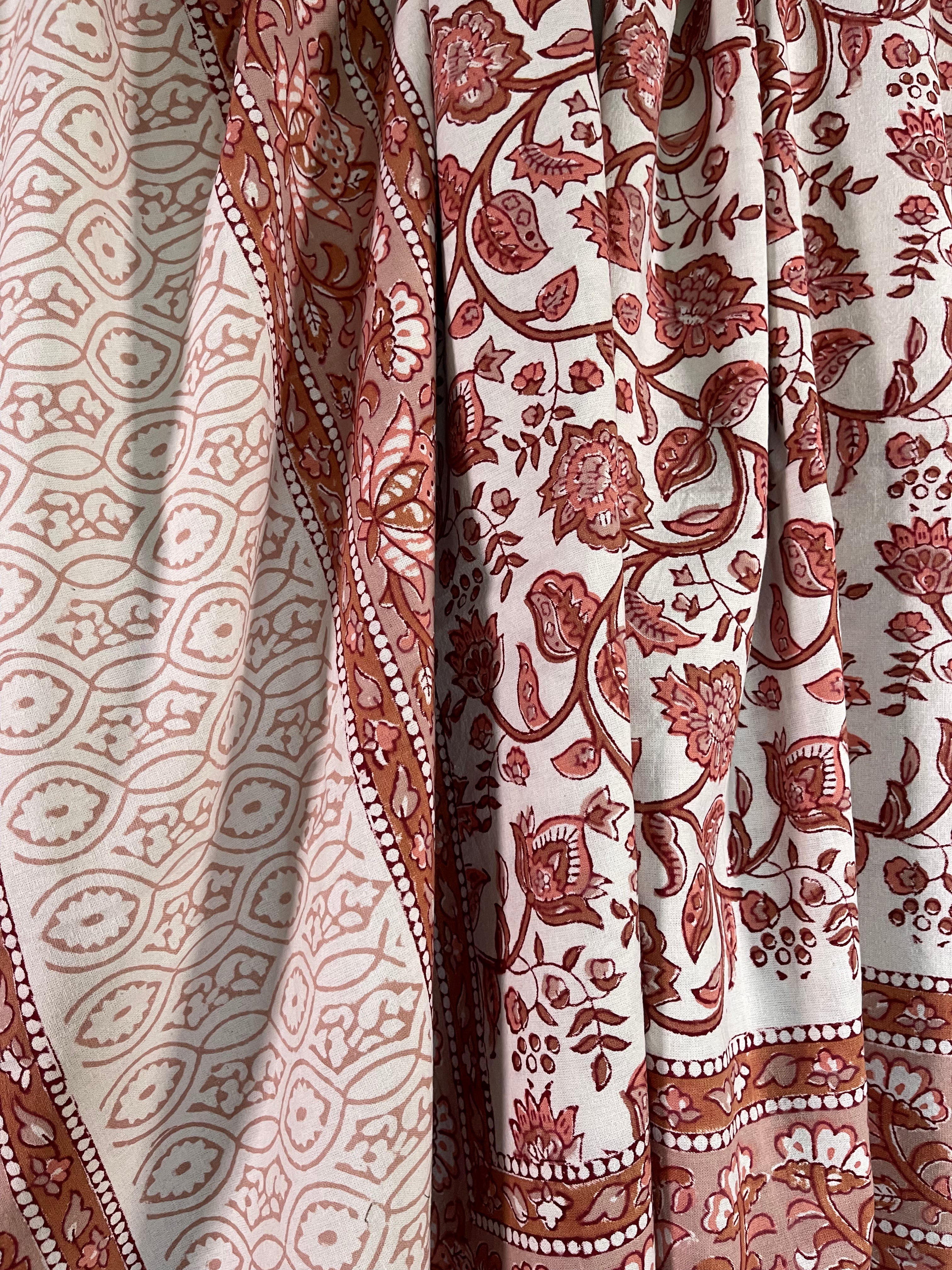 Block Printed Cotton Sheet - DESERT ROSE