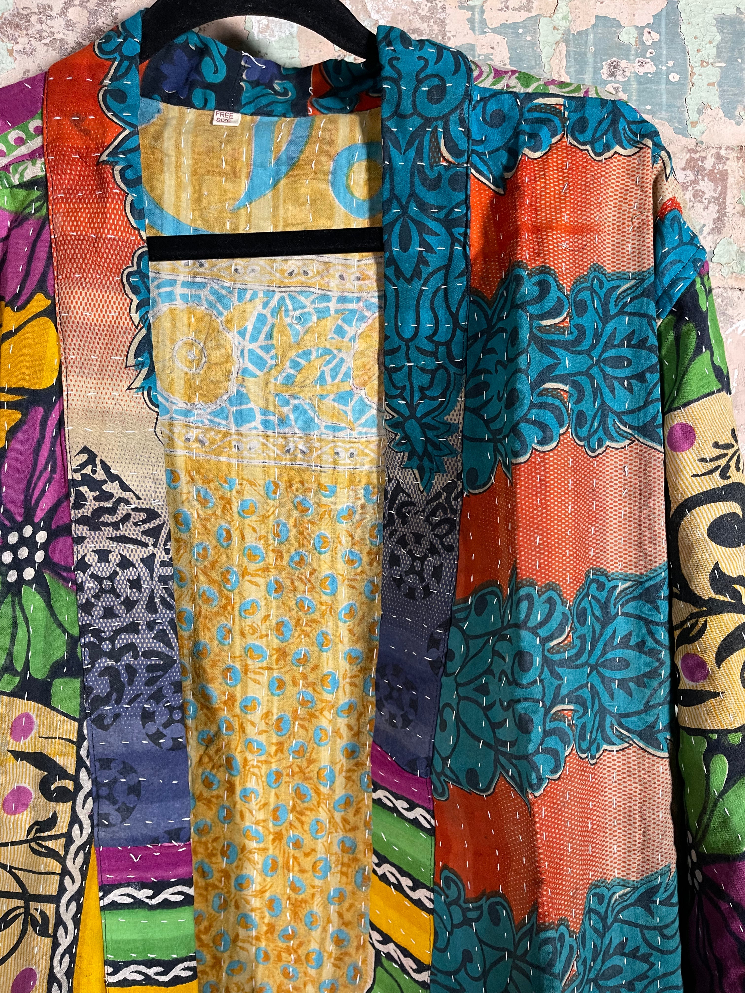Vintage Kantha Kimono - Equatorial Lush