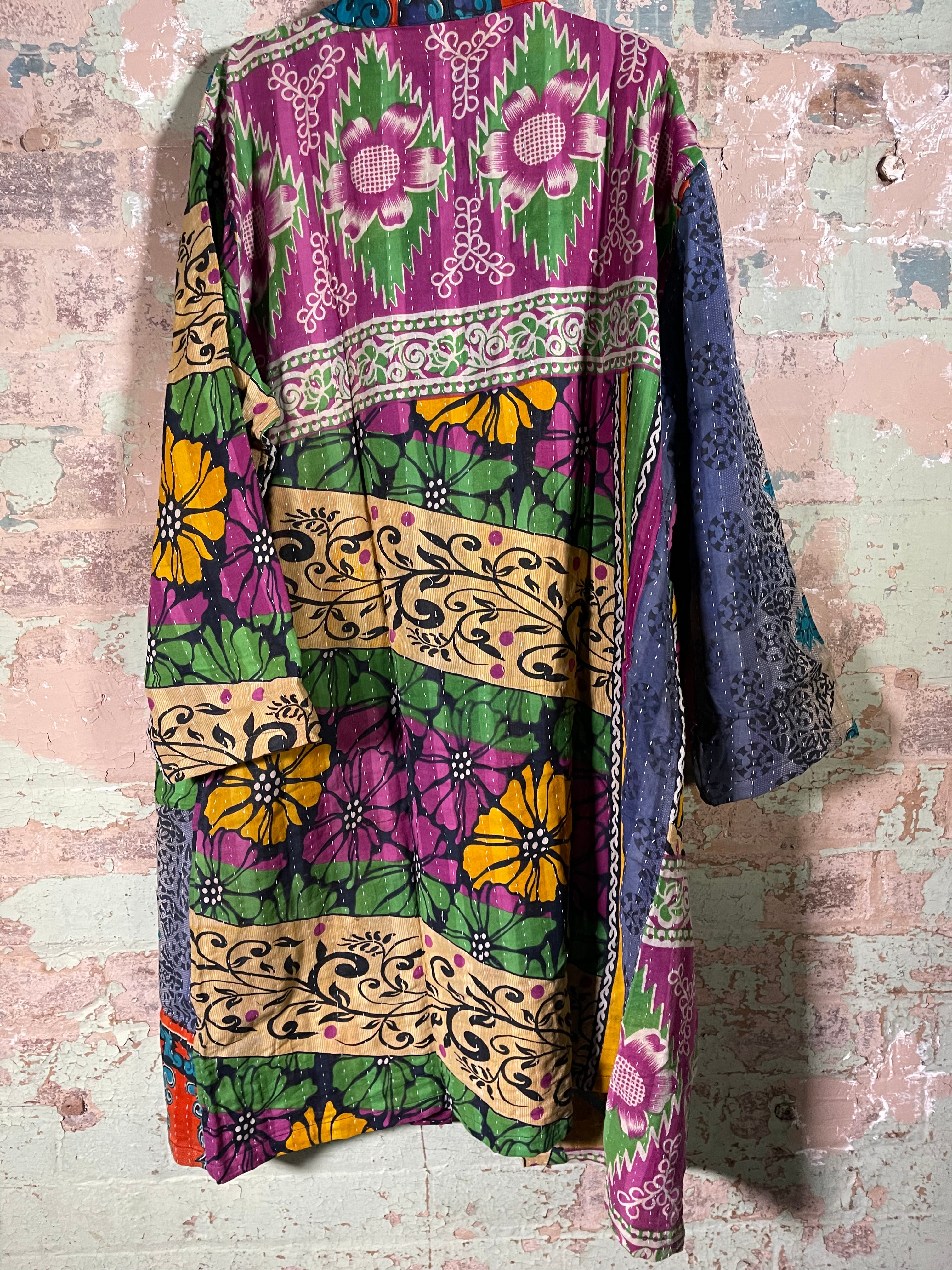 Vintage Kantha Kimono - Equatorial Lush