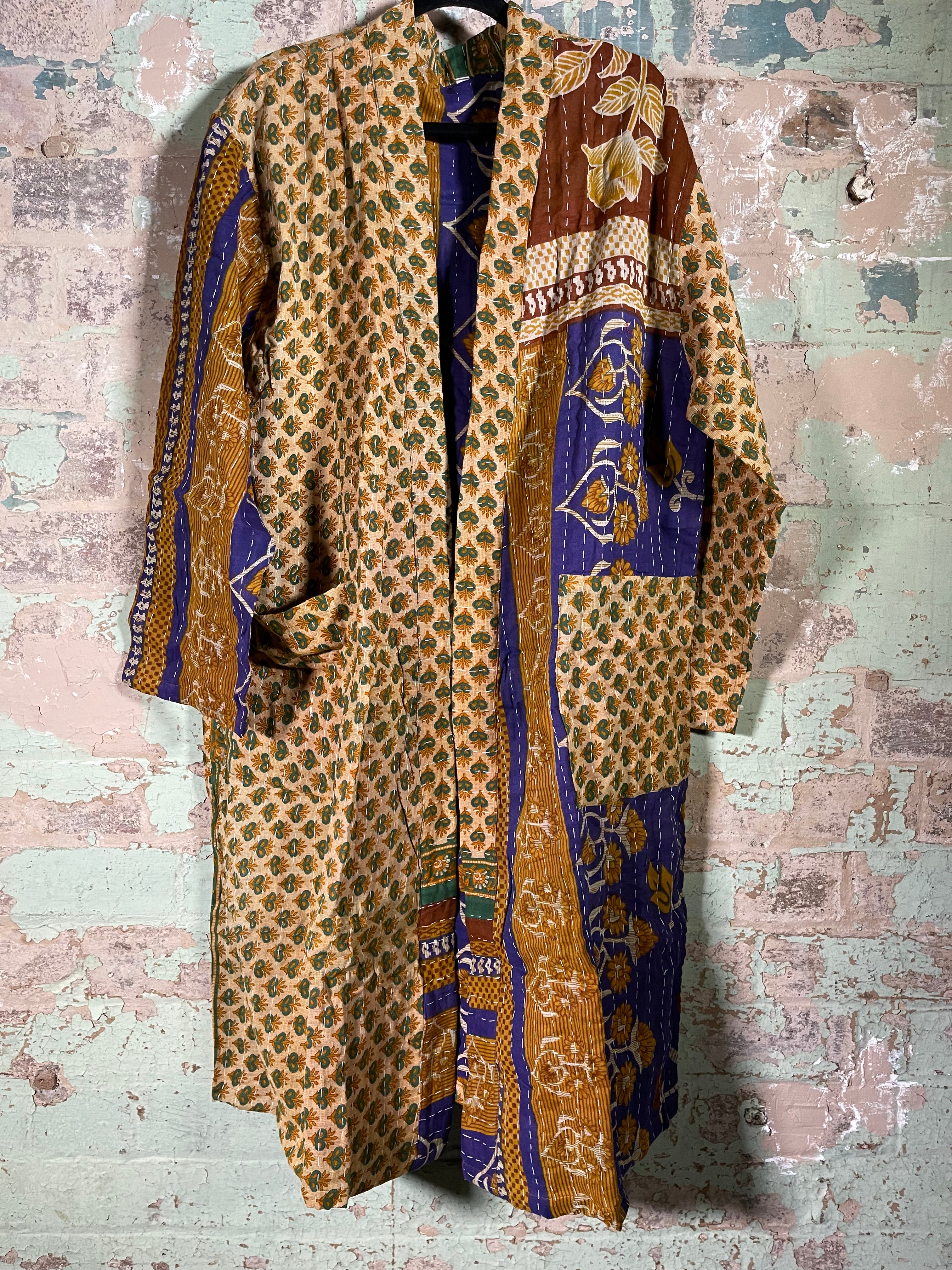 Vintage Kantha Kimono - Earthy Morning