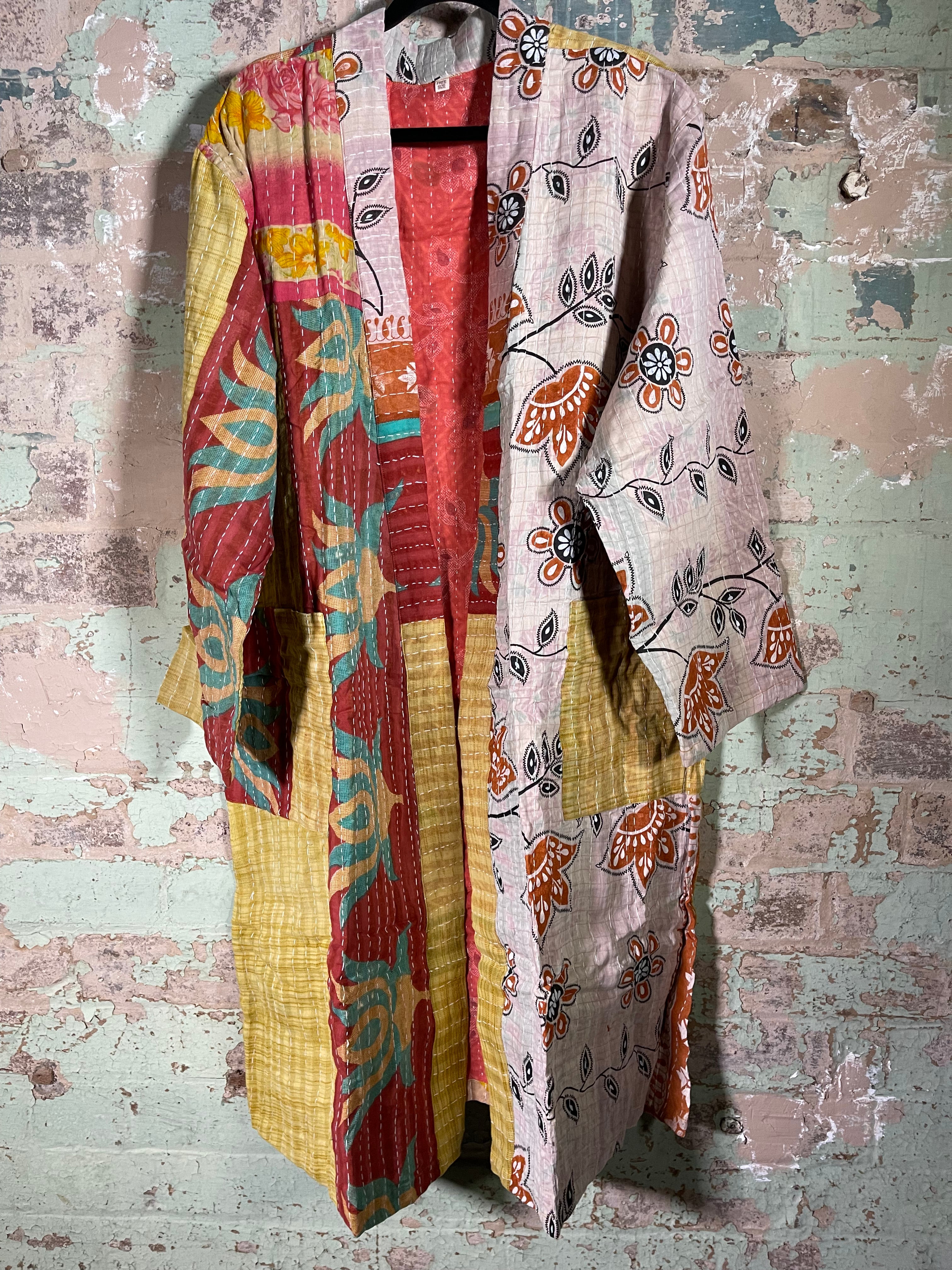 Vintage Kantha Kimono - Holiday Vibe