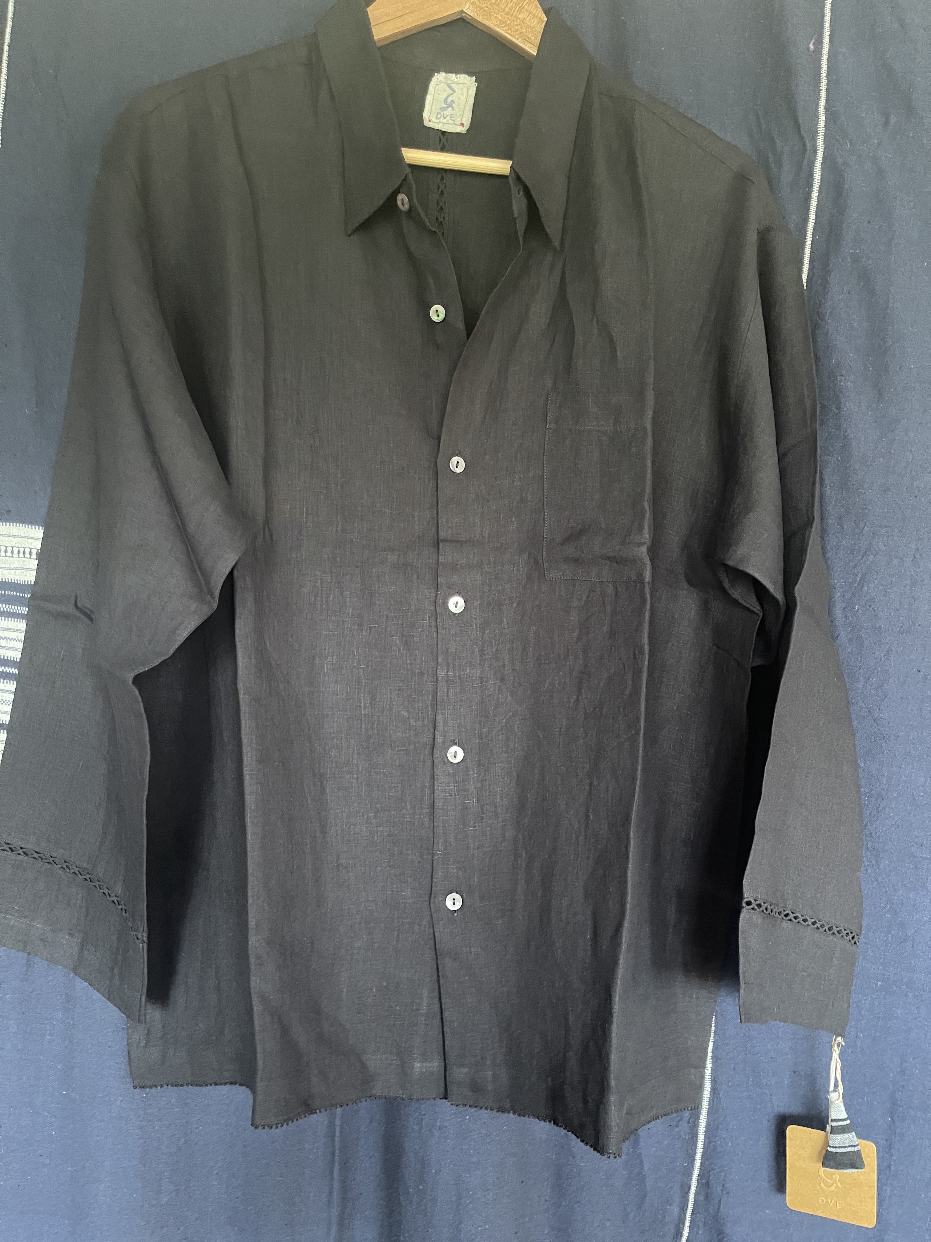 Lace + Linen Shirt - Black