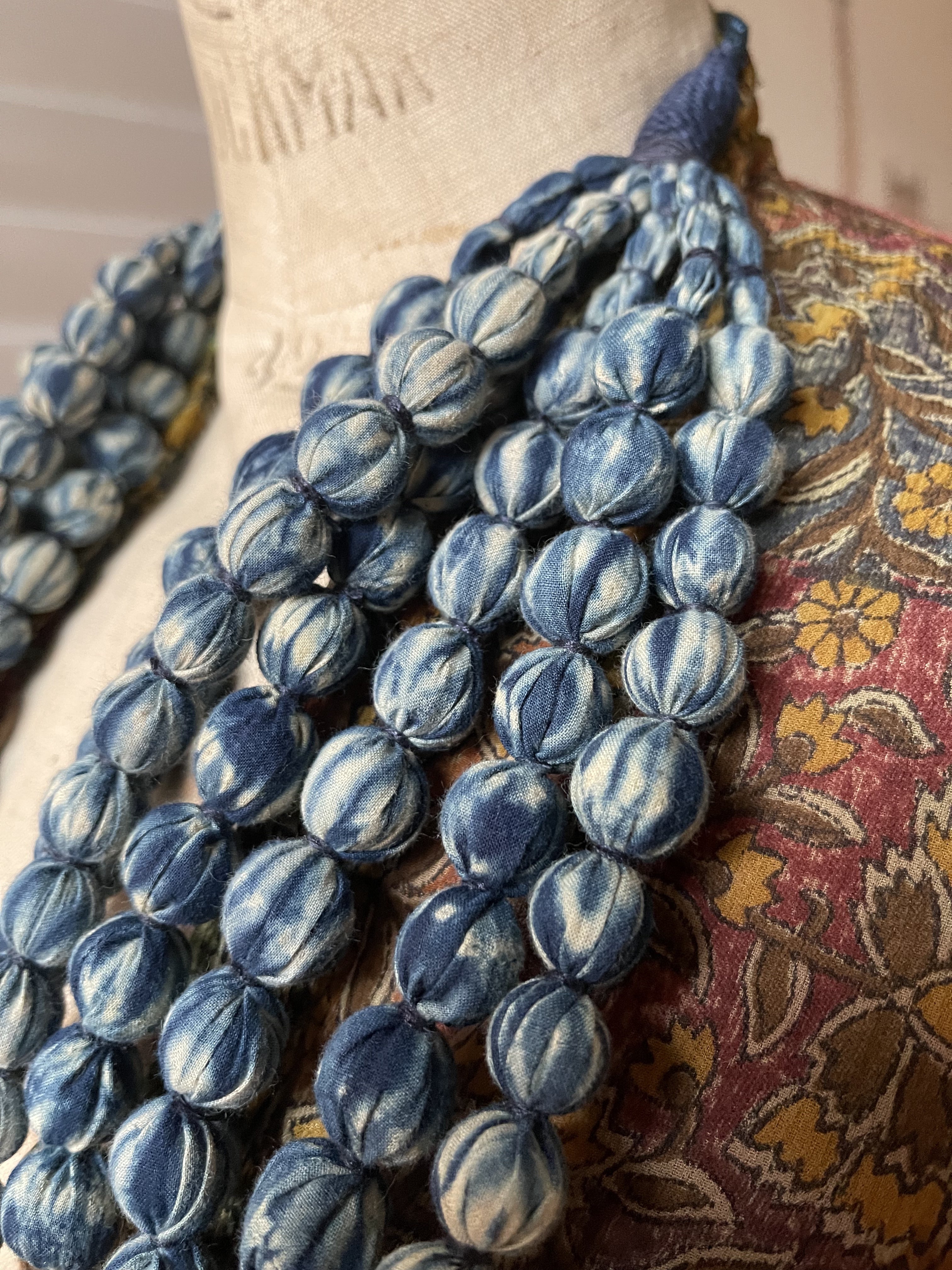 SIX STRING SARI BEAD NECKLACE - Cool Ocean