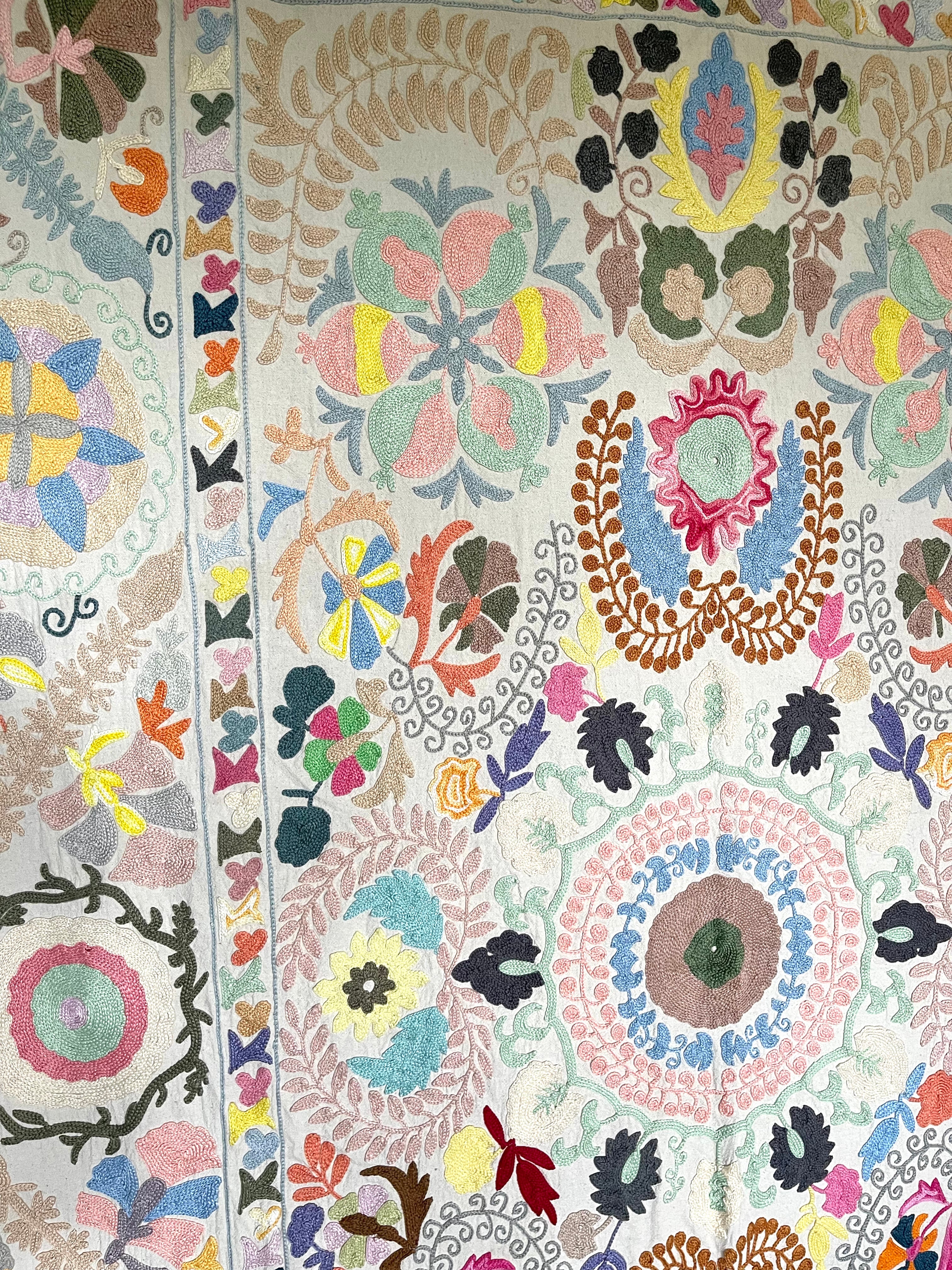 Hand embroidered suzani on beautifully weighted natural coloured cotton.