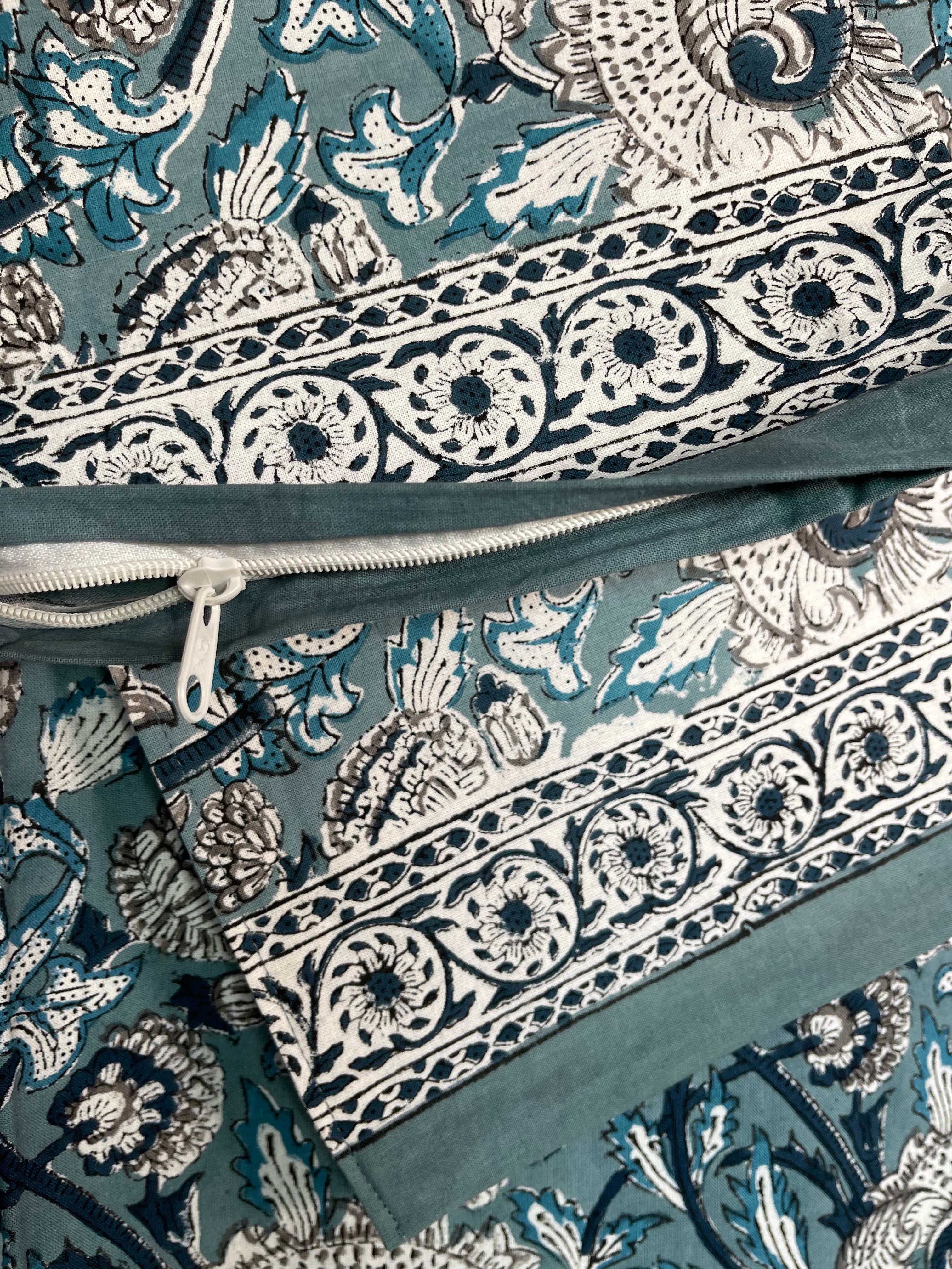 Block Printed Cotton Sheet - FLORAL STORM