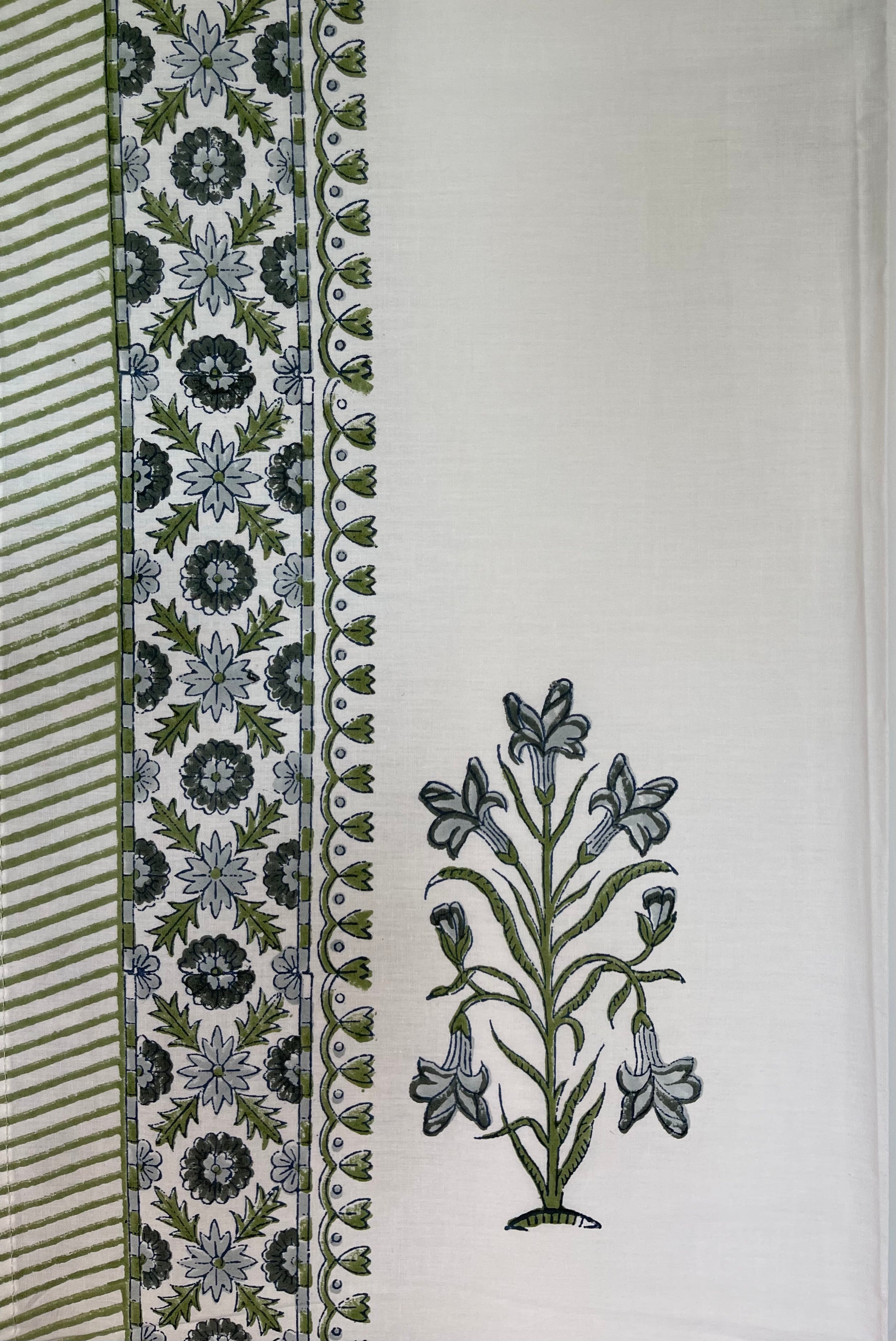 Block Printed Cotton Sheet - FORGET ME NOT