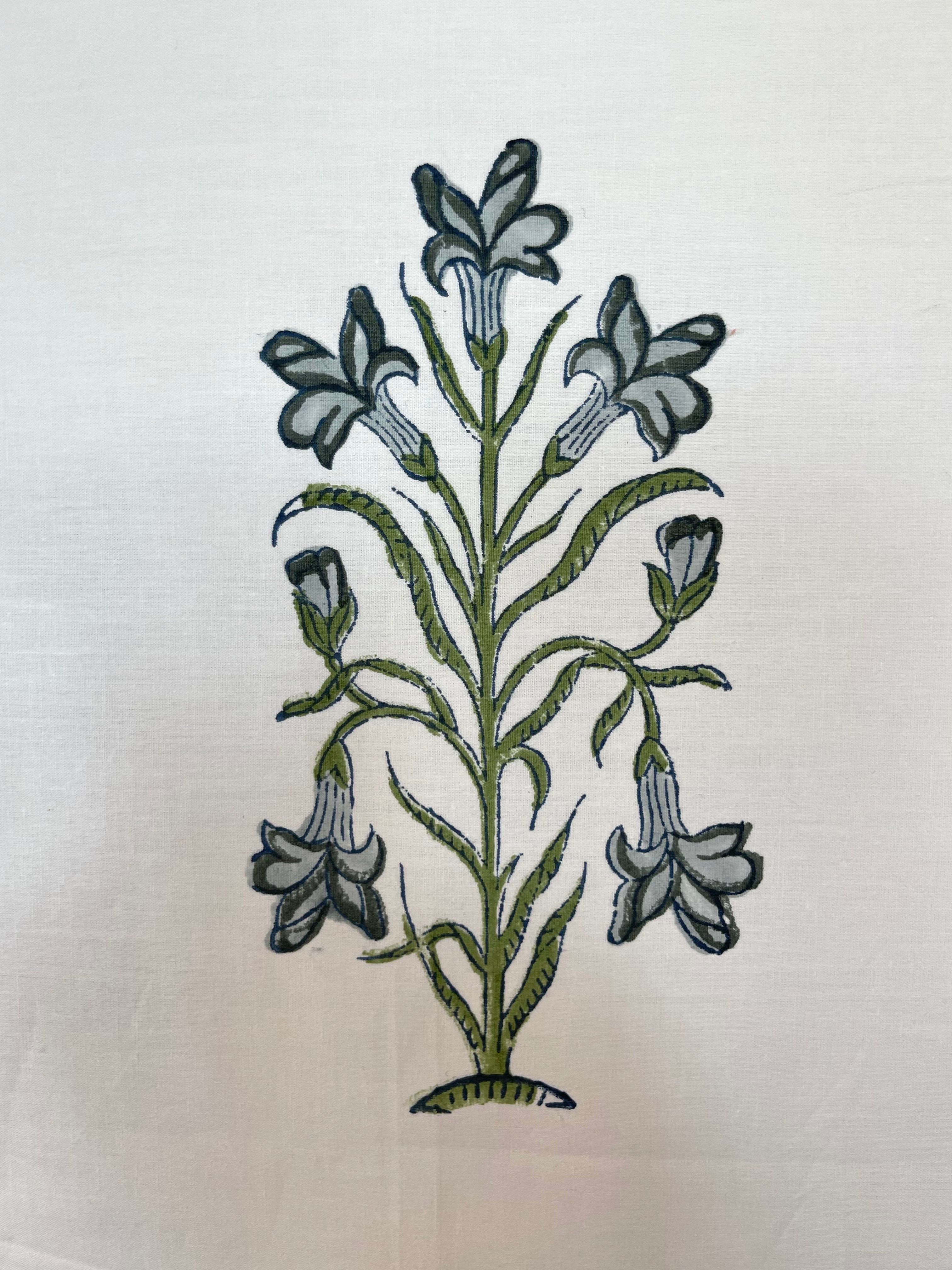 Block Printed Cotton Sheet - FORGET ME NOT