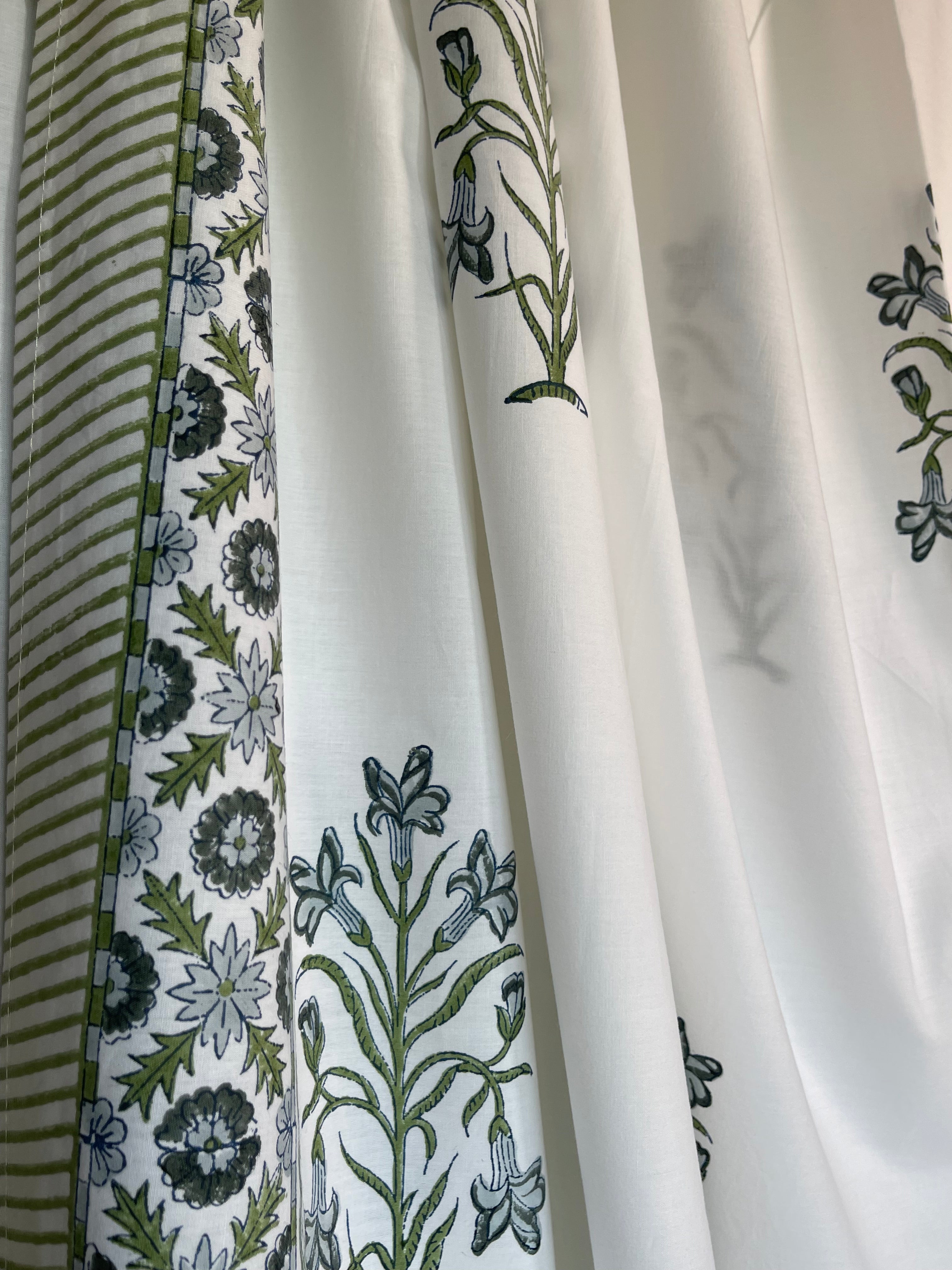 Block Printed Cotton Sheet - FORGET ME NOT