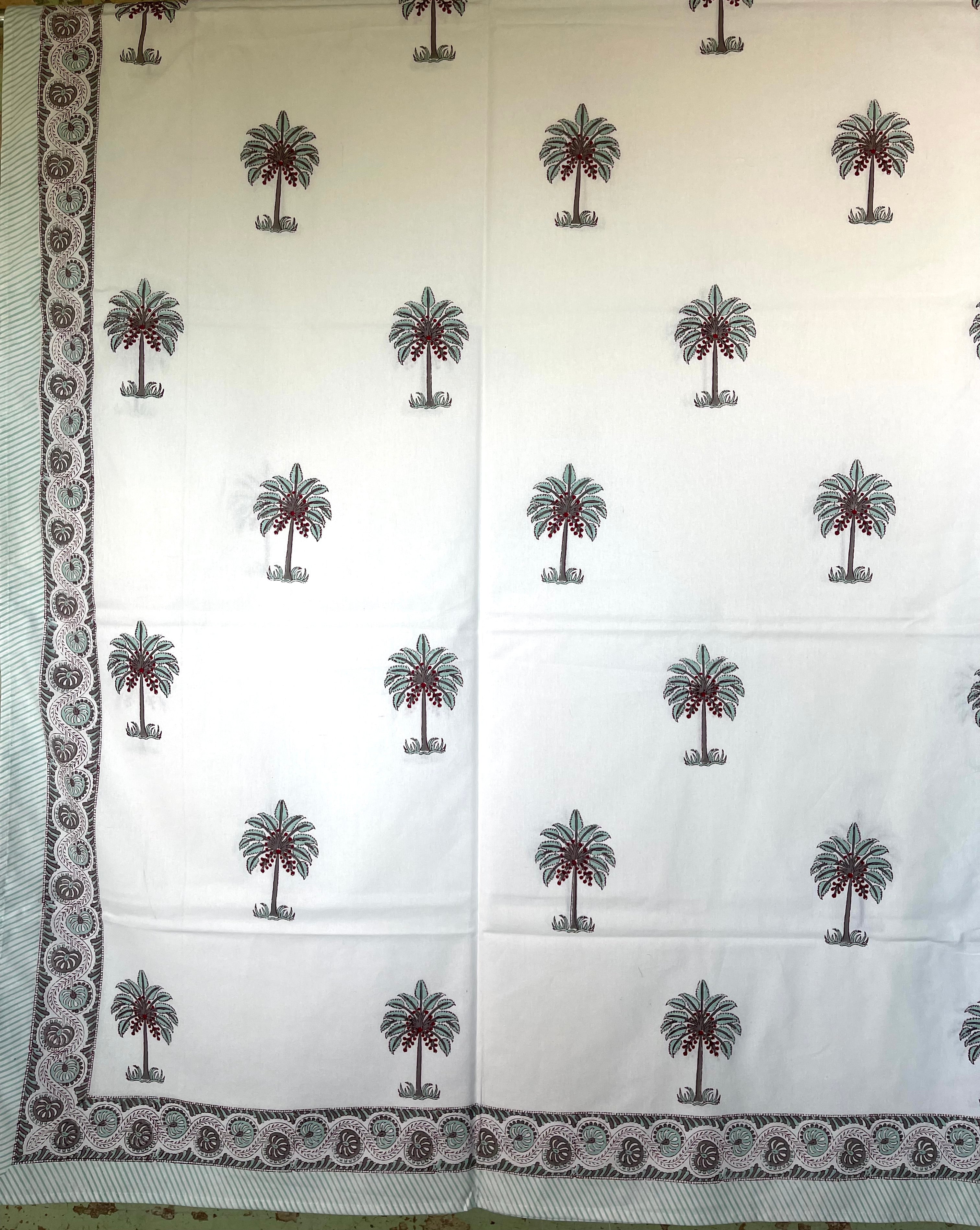 Block Printed Cotton Sheet - DATE PALM
