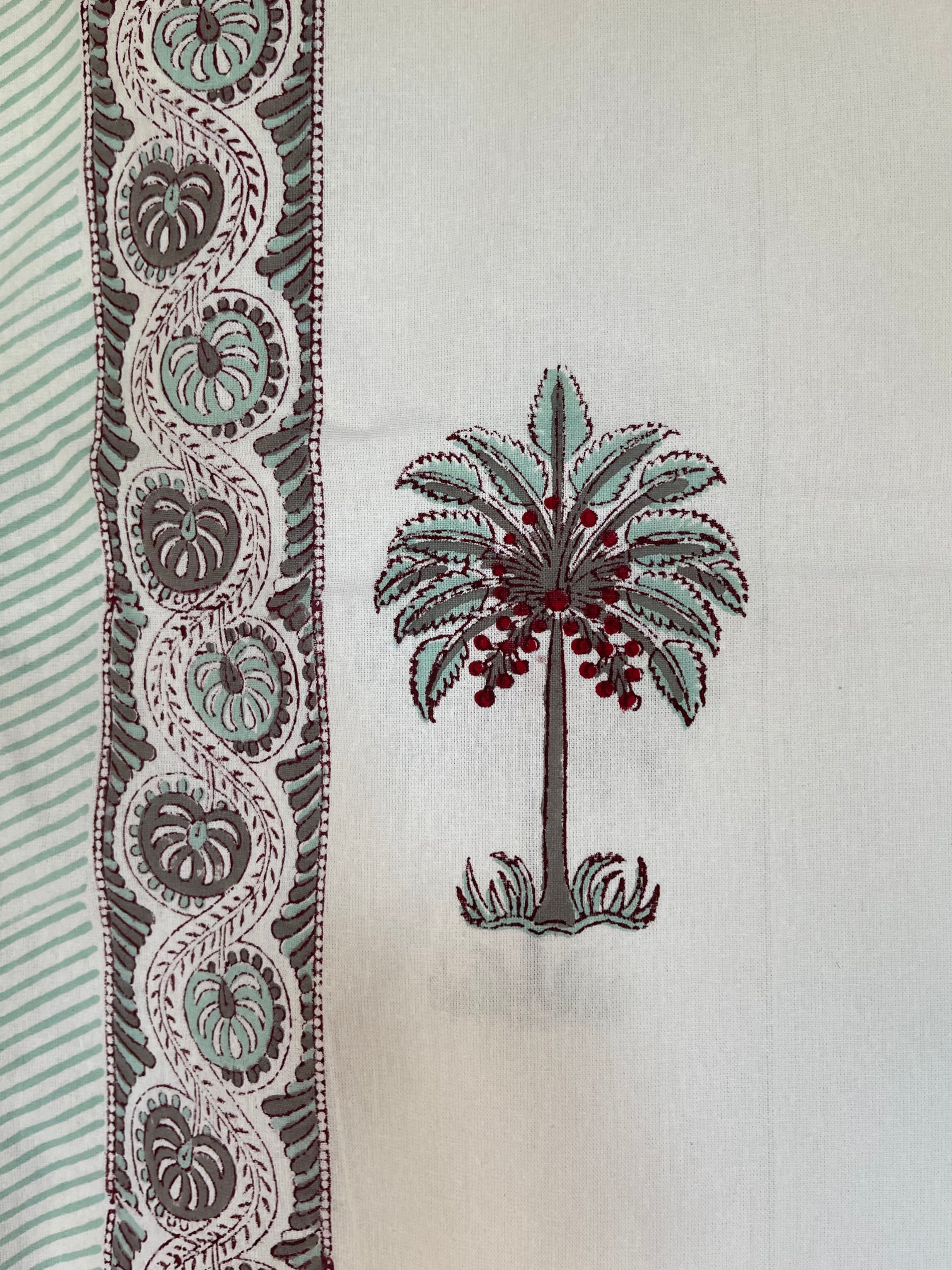 Block Printed Cotton Sheet - DATE PALM