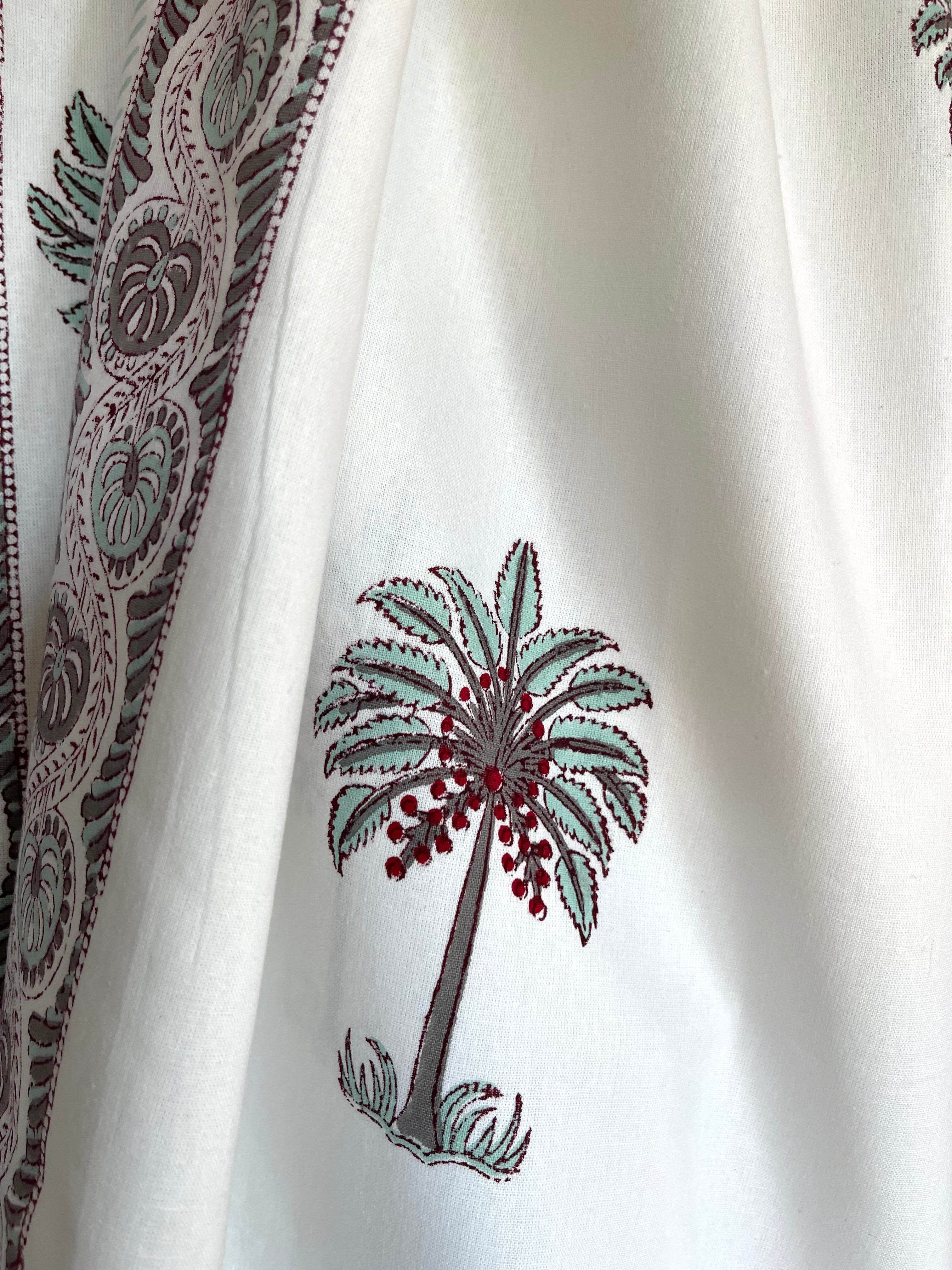 Block Printed Cotton Sheet - DATE PALM