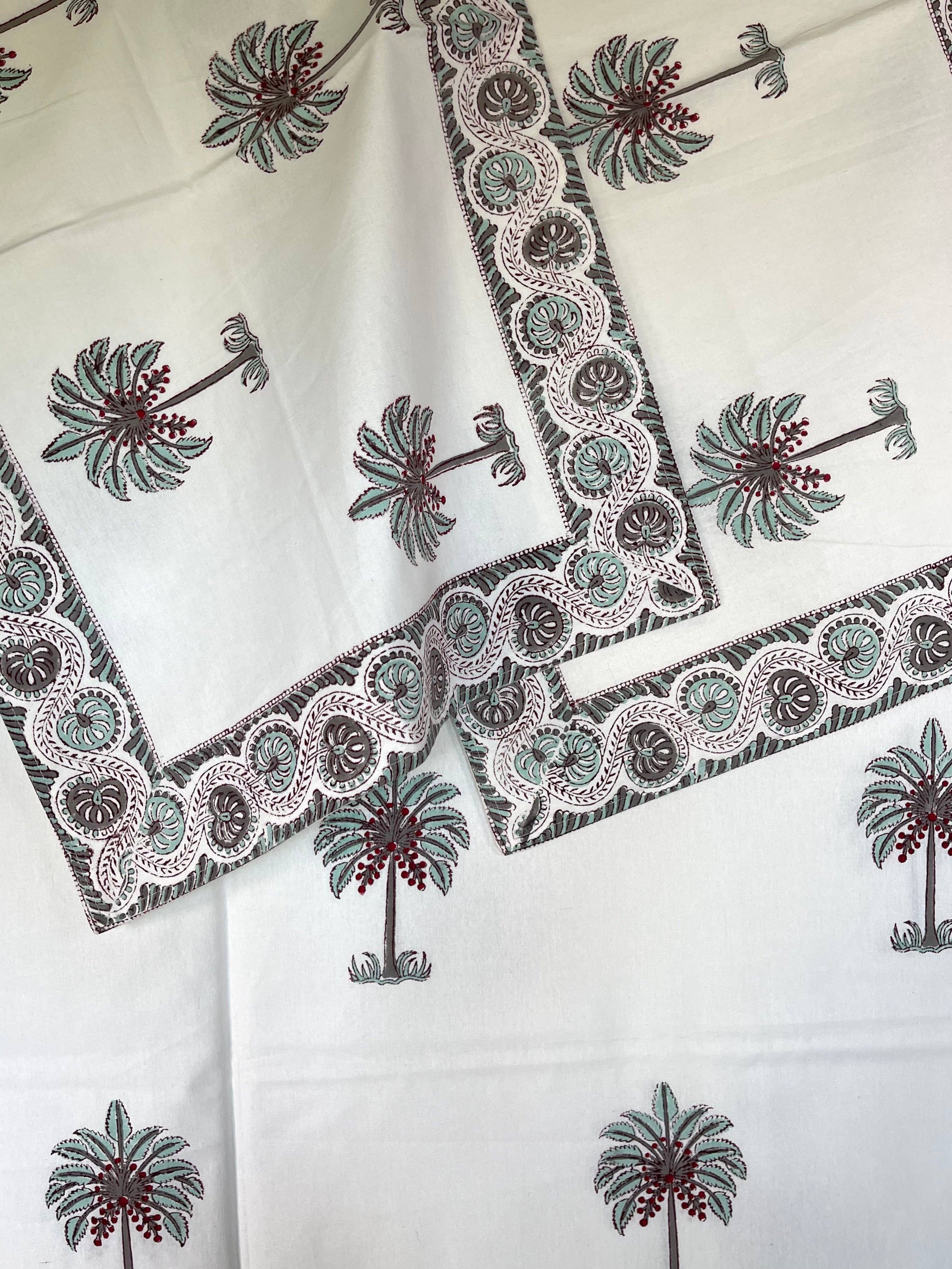 Block Printed Cotton Sheet - DATE PALM