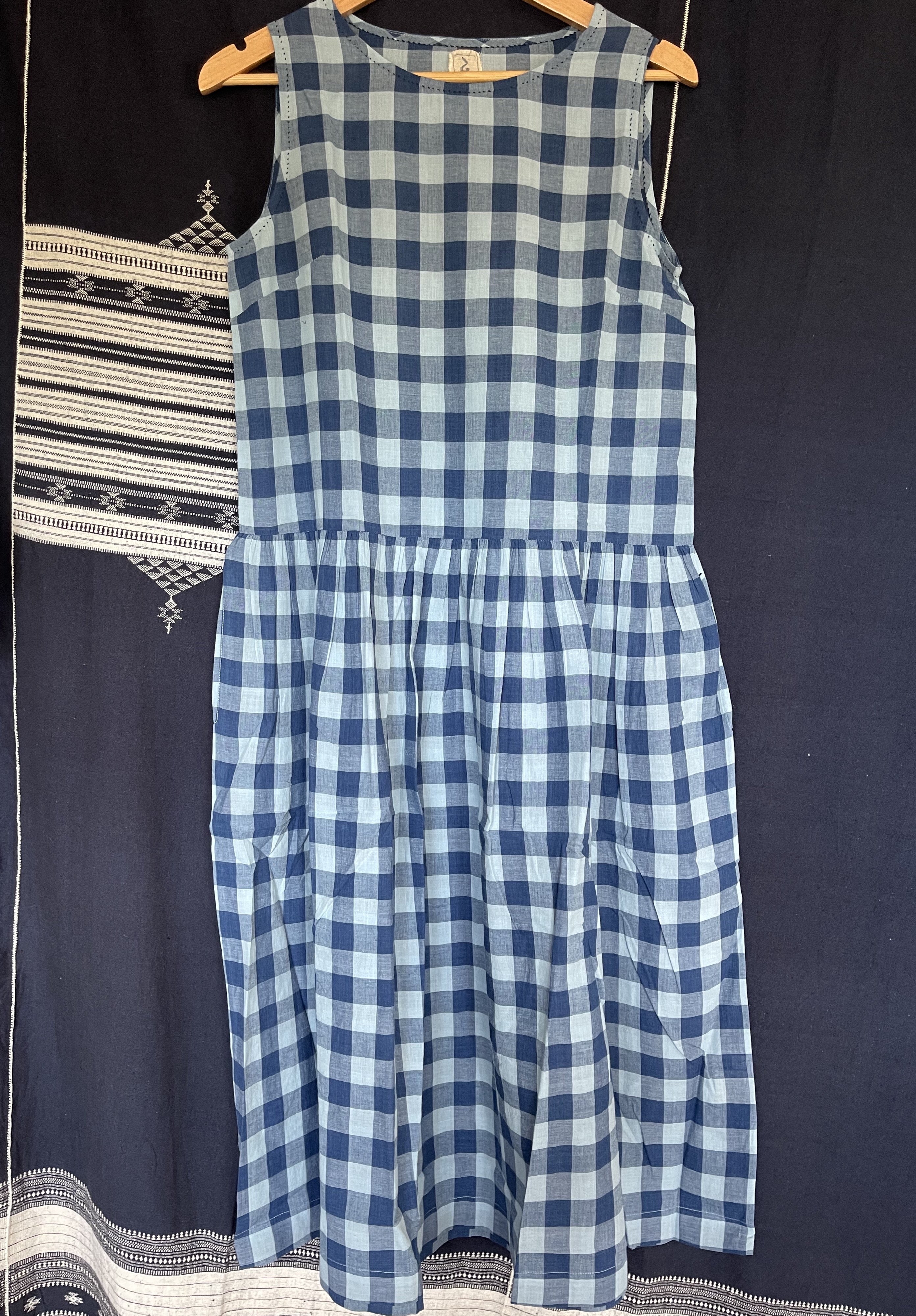 MALA COTTON DRESS - INDIGO CHECK