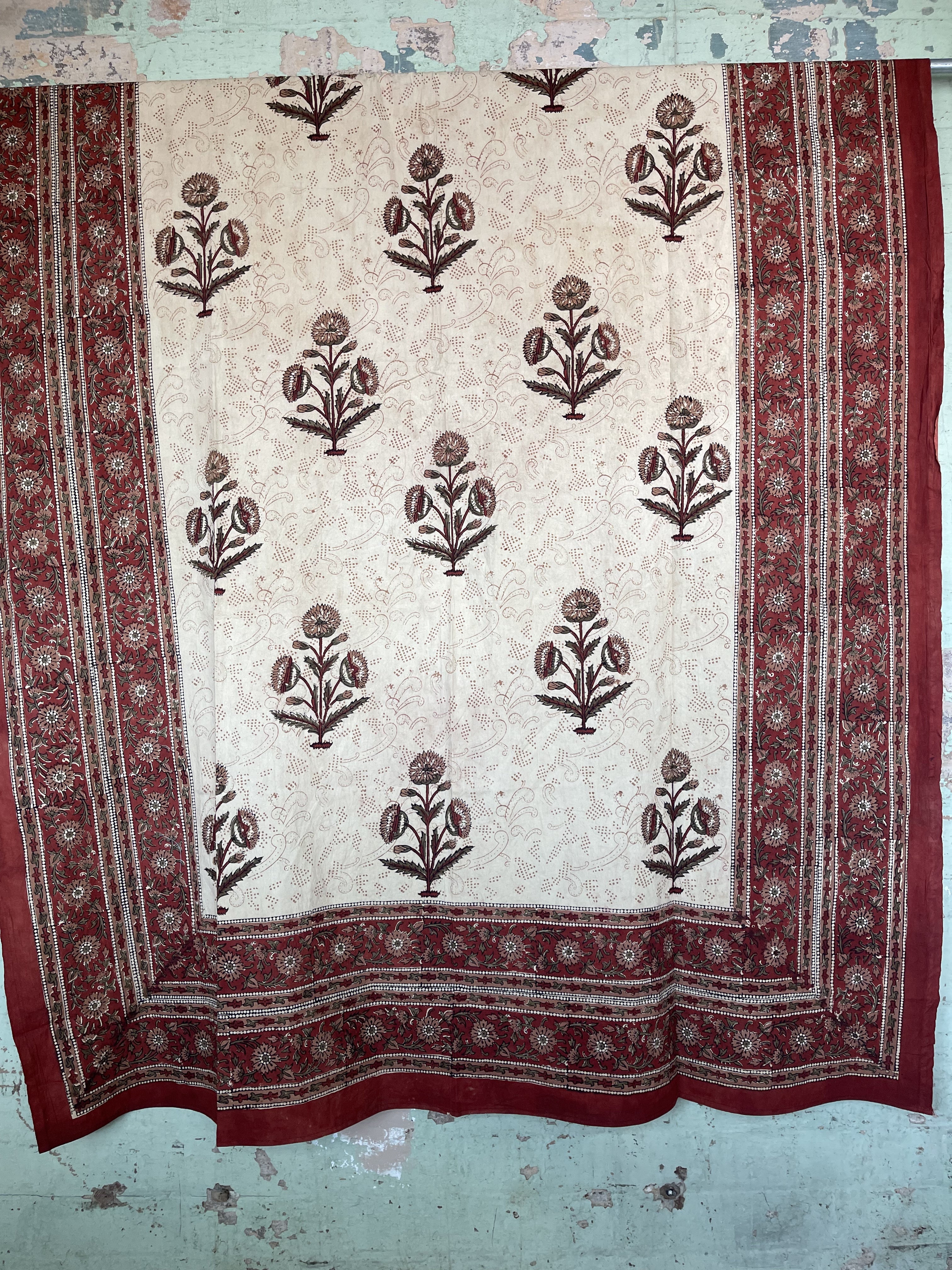 Block Printed Cotton Sheet - Bagru Floral