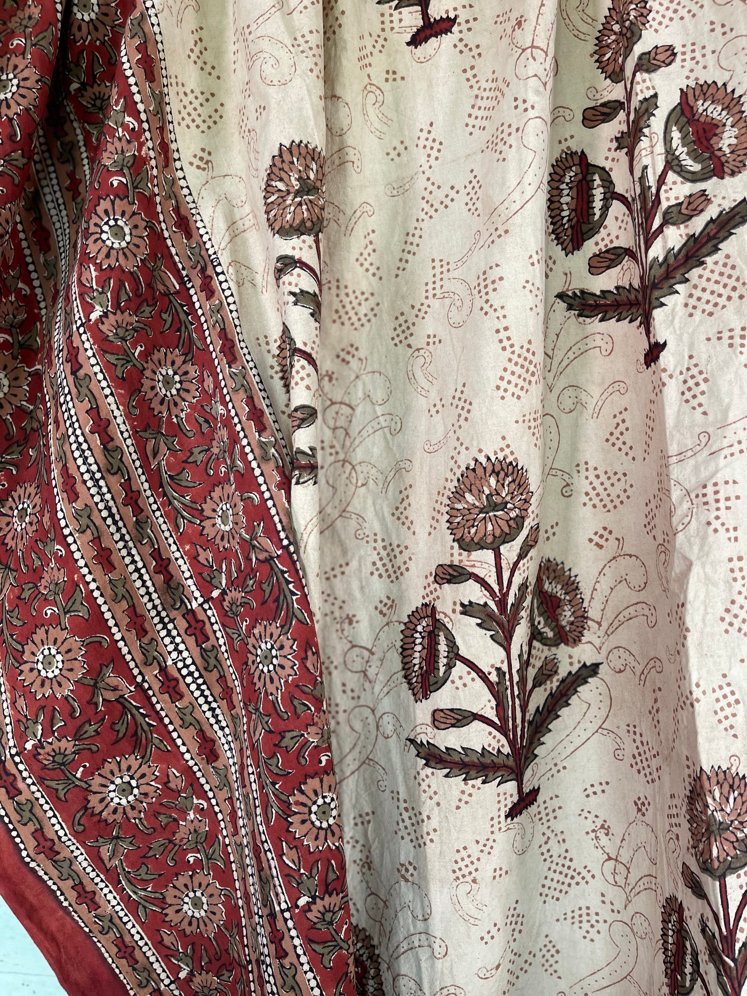 Block Printed Cotton Sheet - Bagru Floral