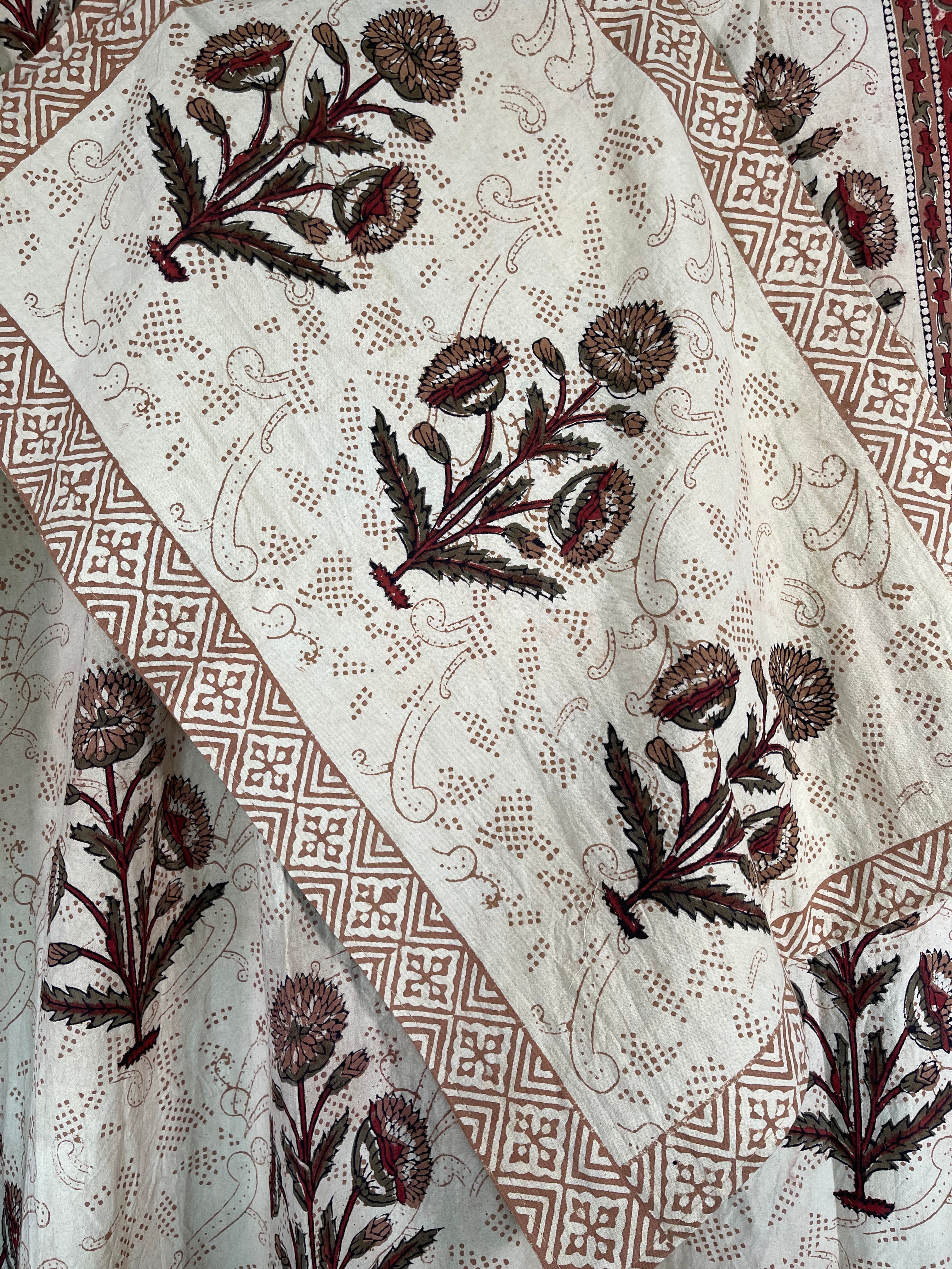 Block Printed Cotton Sheet - Bagru Floral
