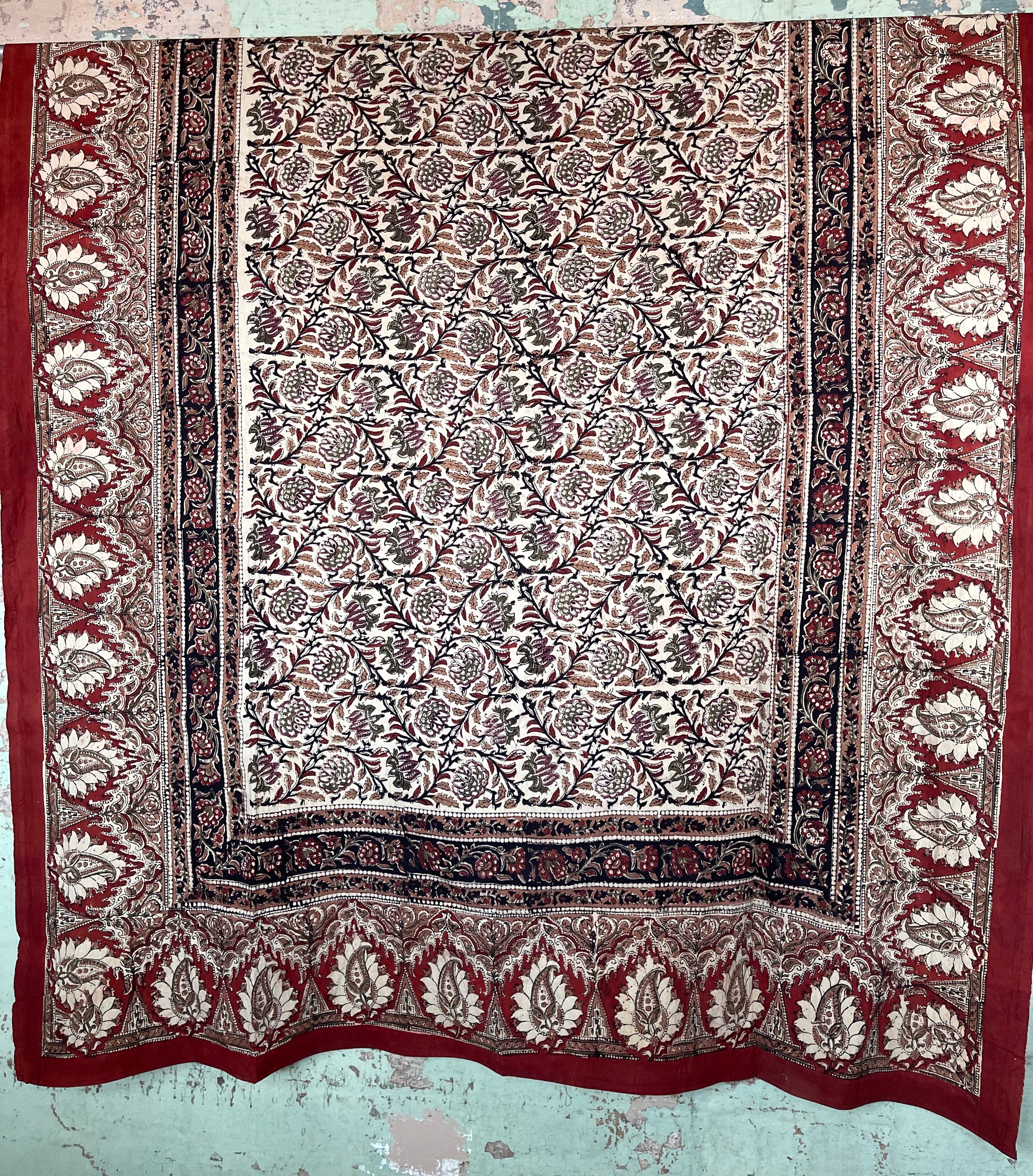 Block Printed Cotton Sheet - Garden at Midnight