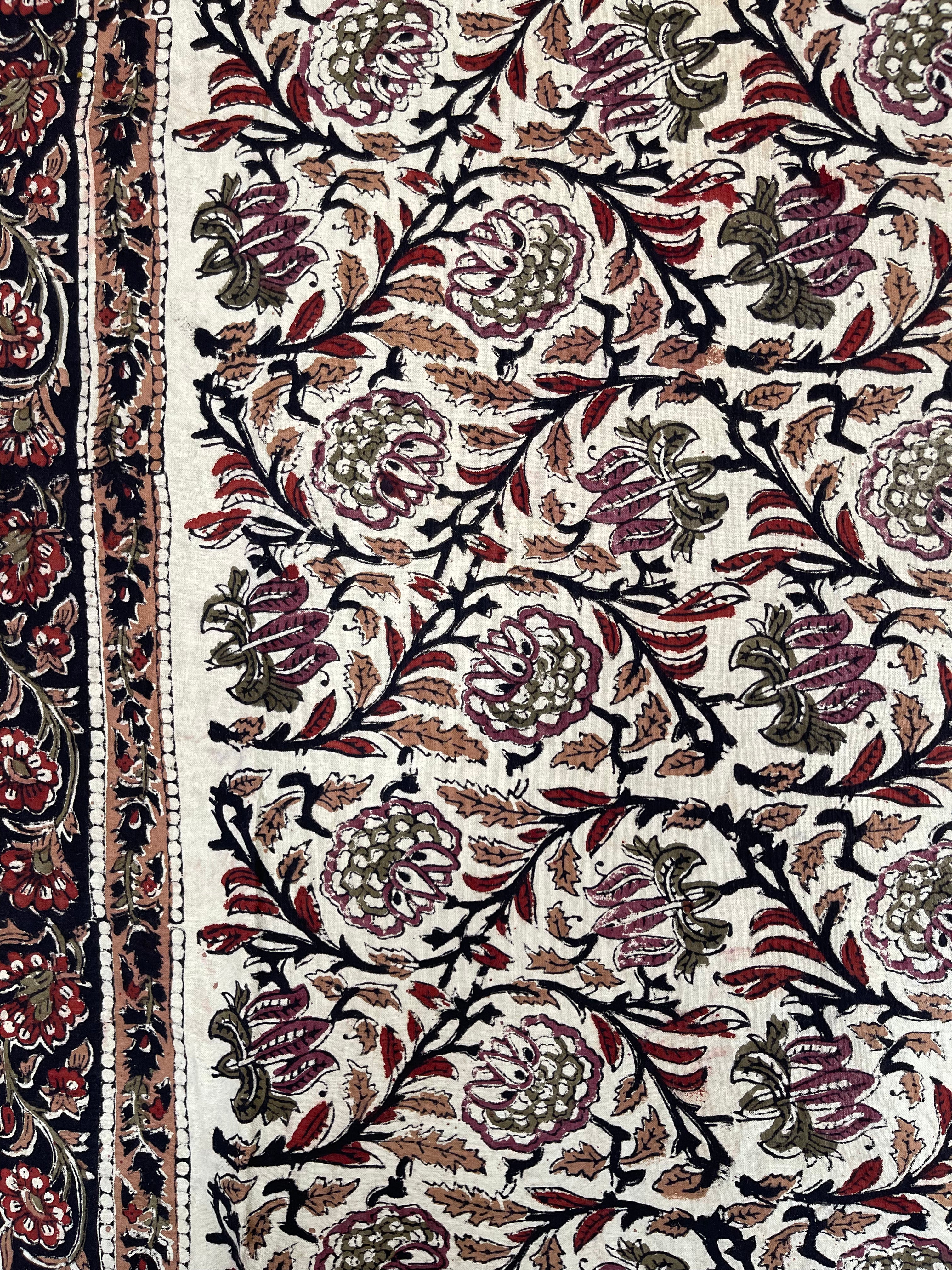 Block Printed Cotton Sheet - Garden at Midnight